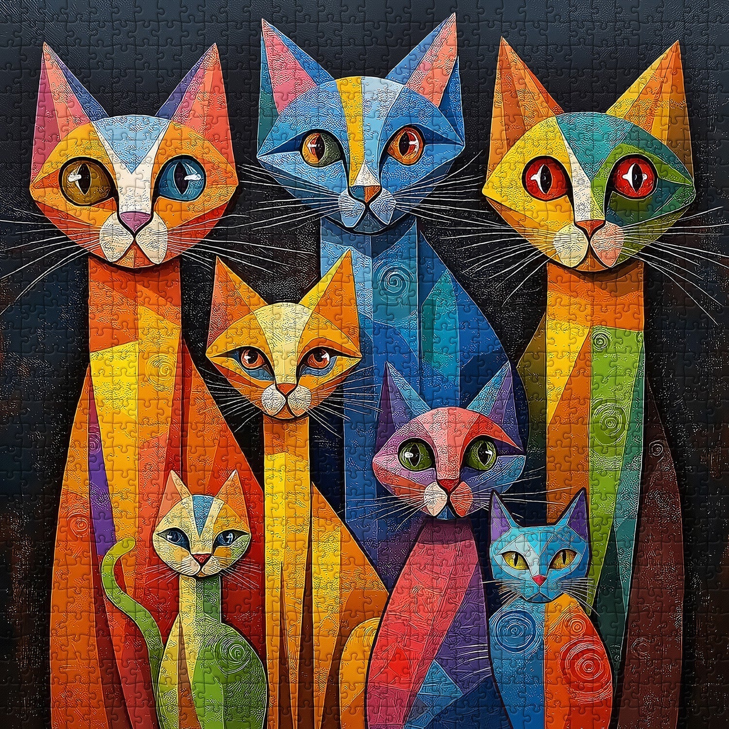 Geometric Art Cat Jigsaw Puzzle 1000 Piece