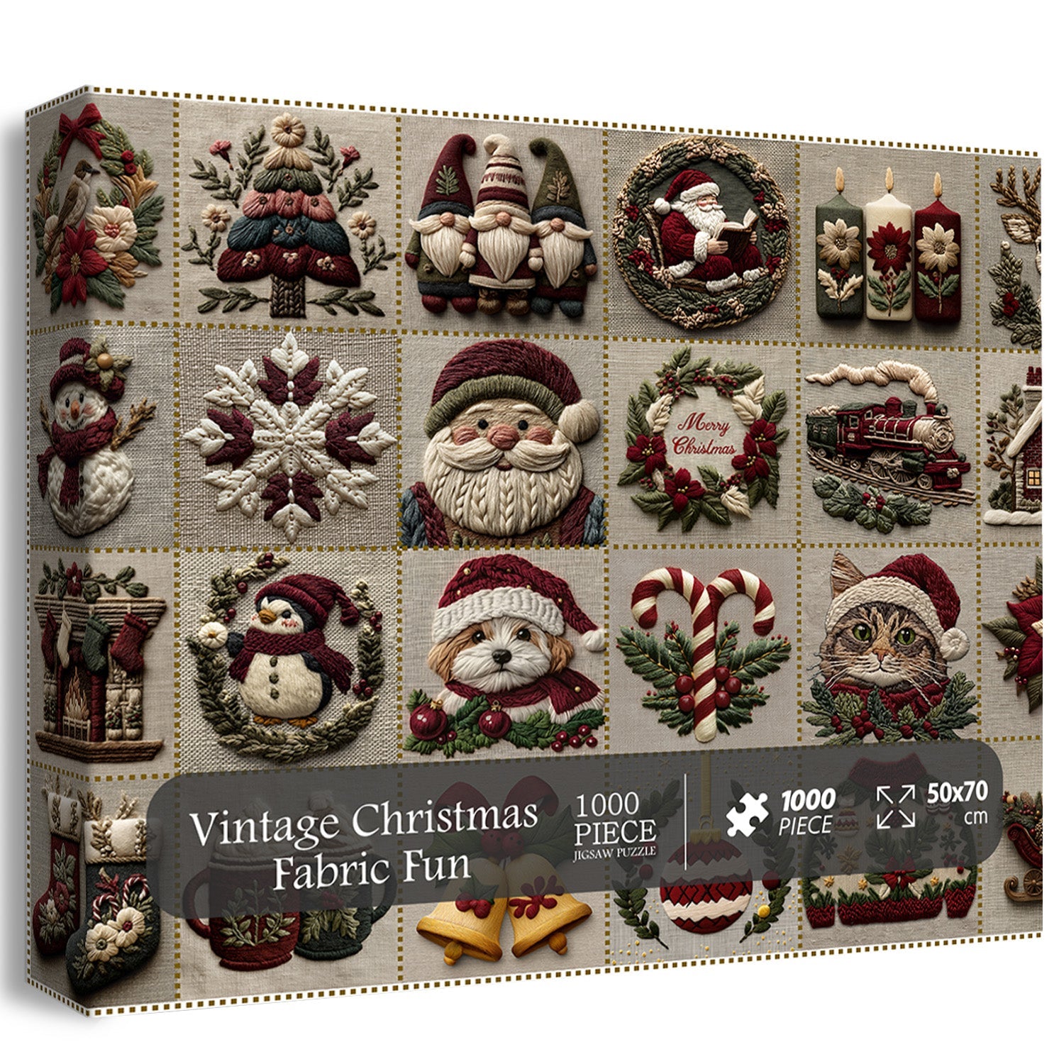Vintage Christmas Fabric Fun Jigsaw Puzzles 1000 Pieces