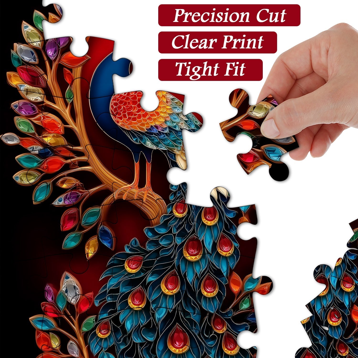 Rompecabezas de pavo real con joyas, 1000 piezas