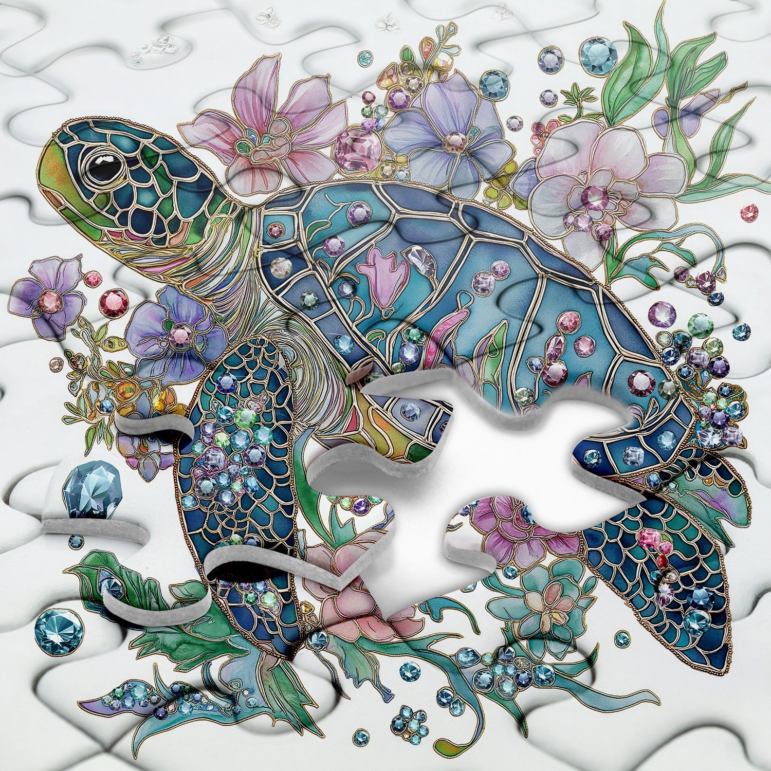 Pielle de rompecabezas de tortuga brillante 1000 piezas