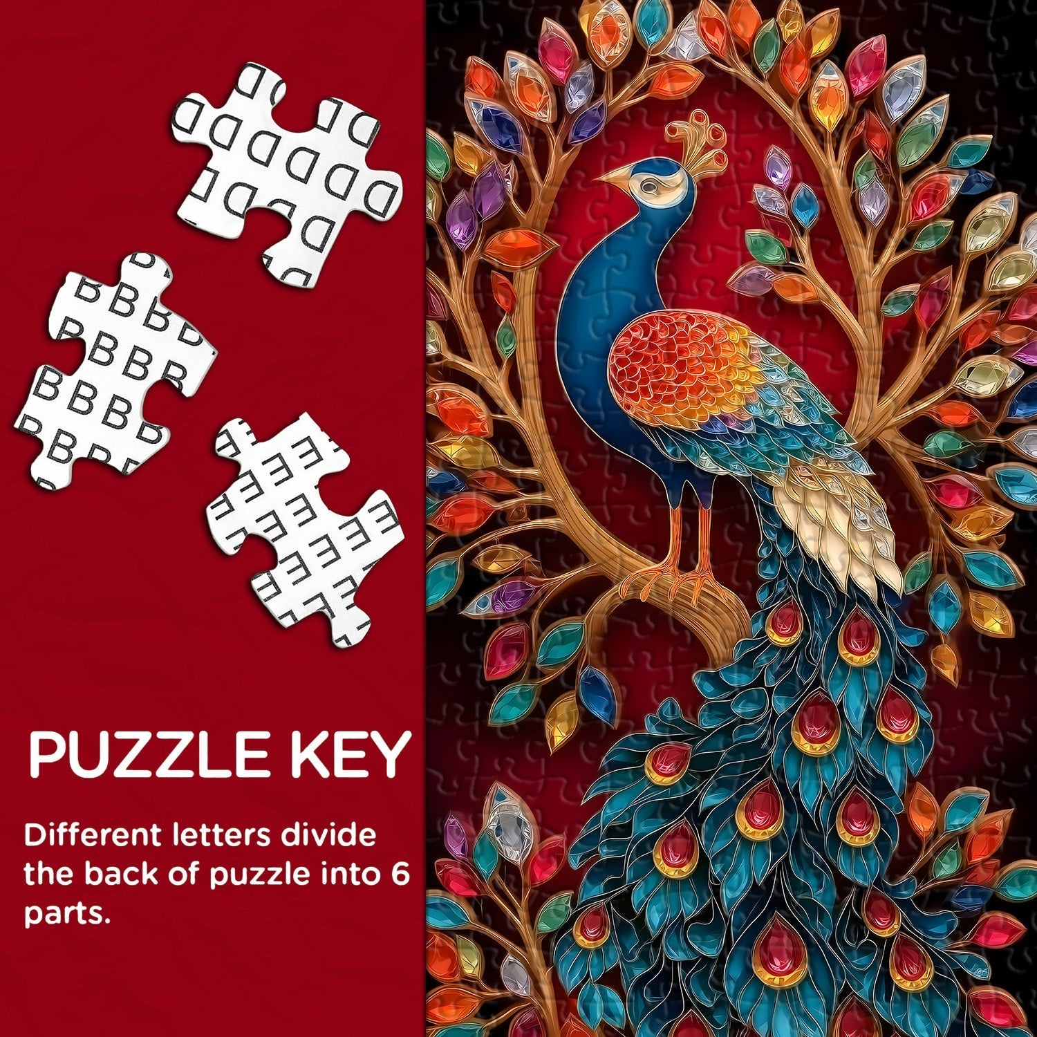 Rompecabezas de pavo real con joyas, 1000 piezas