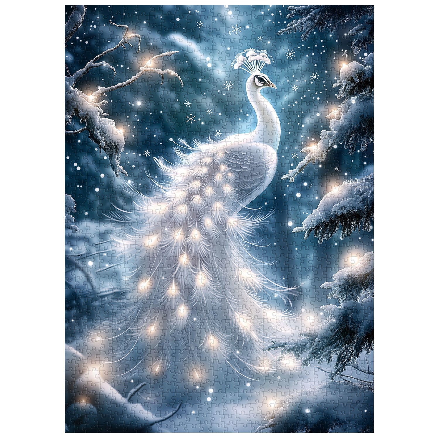 Snowlit Peacock Jigsaw Puzzle 1000 Pieces
