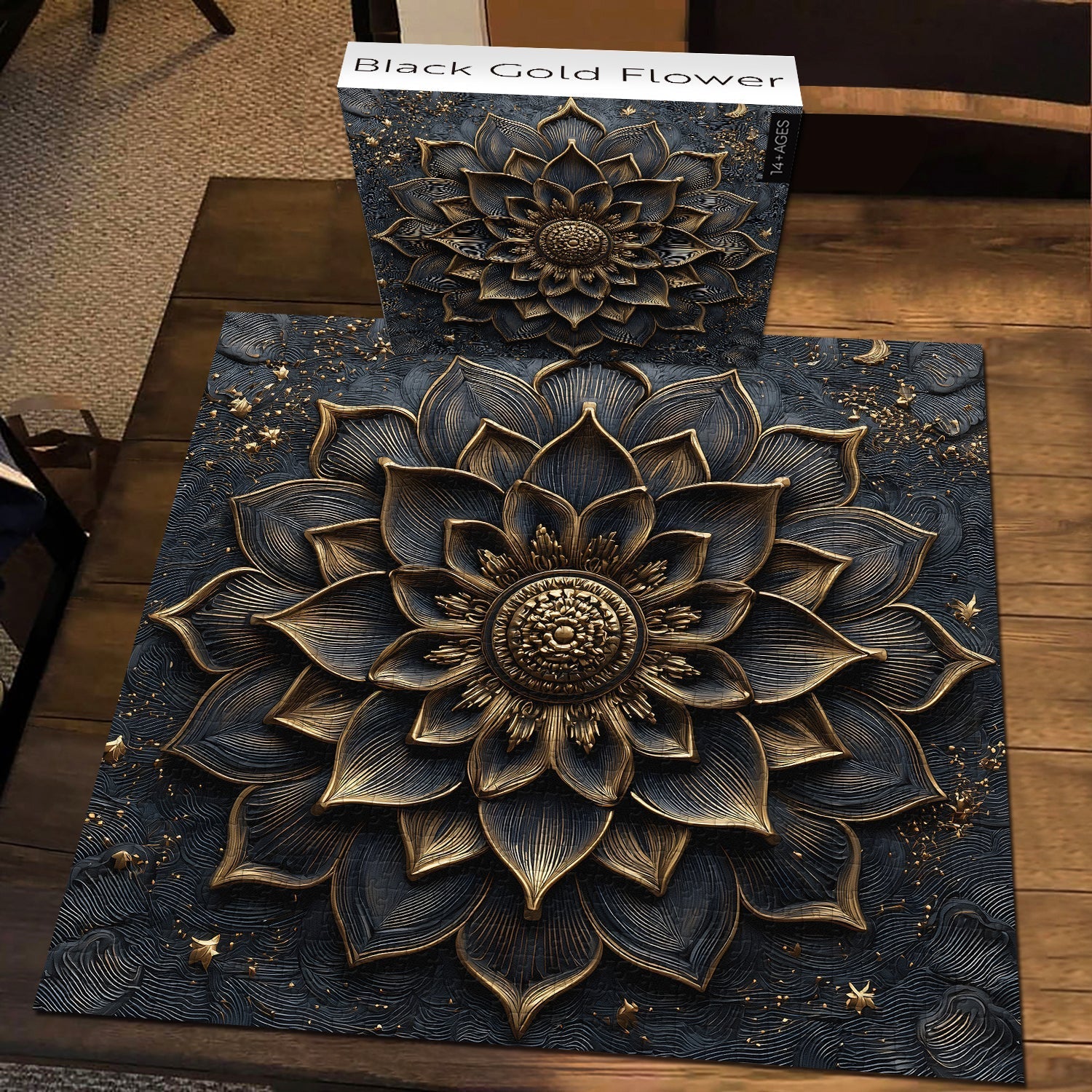 Rompecabezas de flor de oro negro Puzzle 1000 piezas