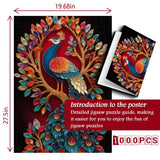 Rompecabezas de pavo real con joyas, 1000 piezas