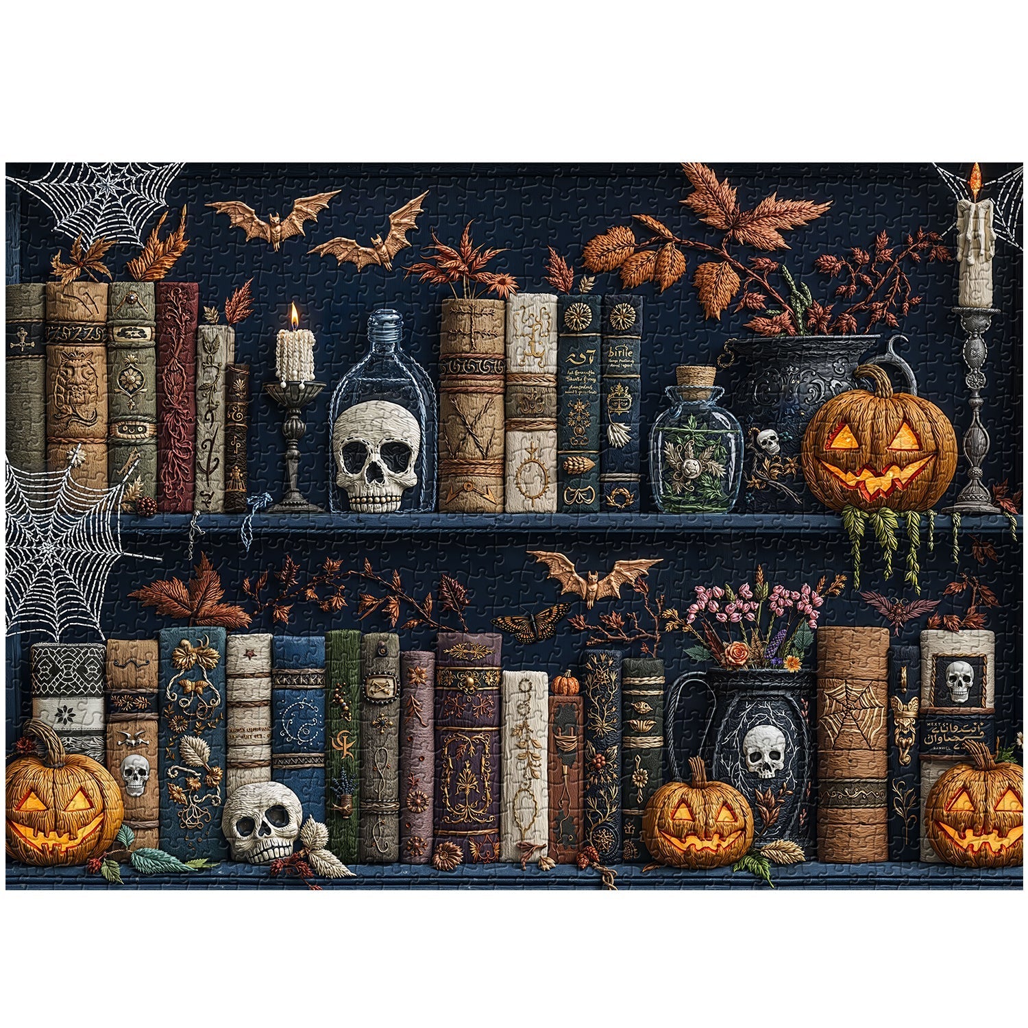 Spooky Bookshelf Nights Rompecabezas 1000 piezas