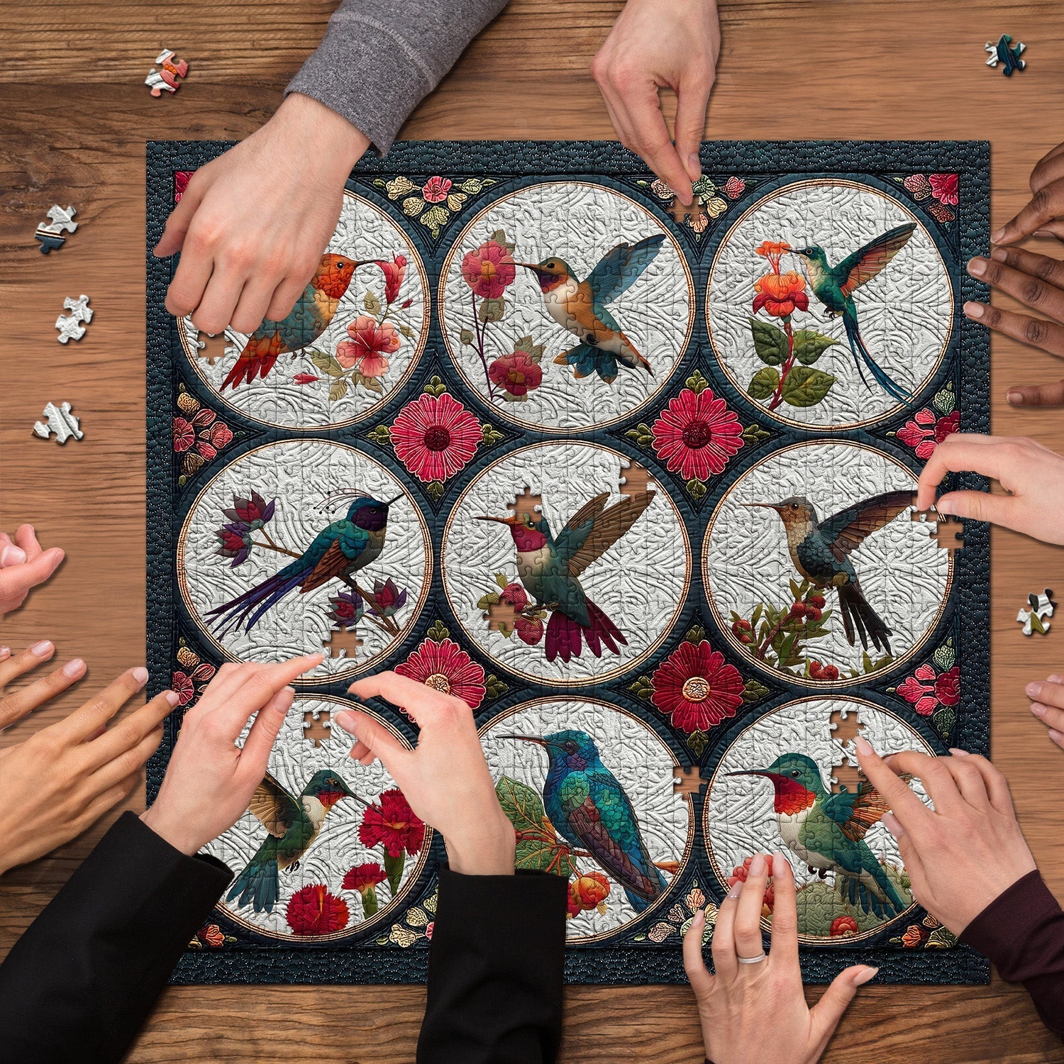 Colibríes entre flores rompecabezas rompecabezas 1000 piezas