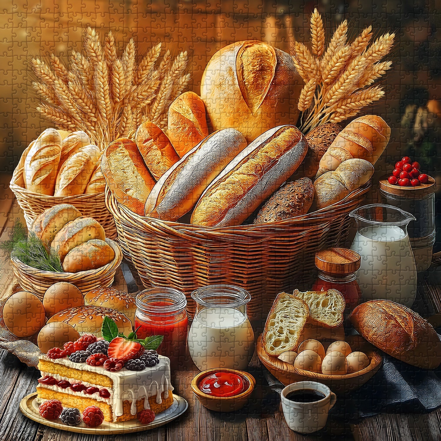 Piel de rompecabezas de banquete de pan 1000 piezas