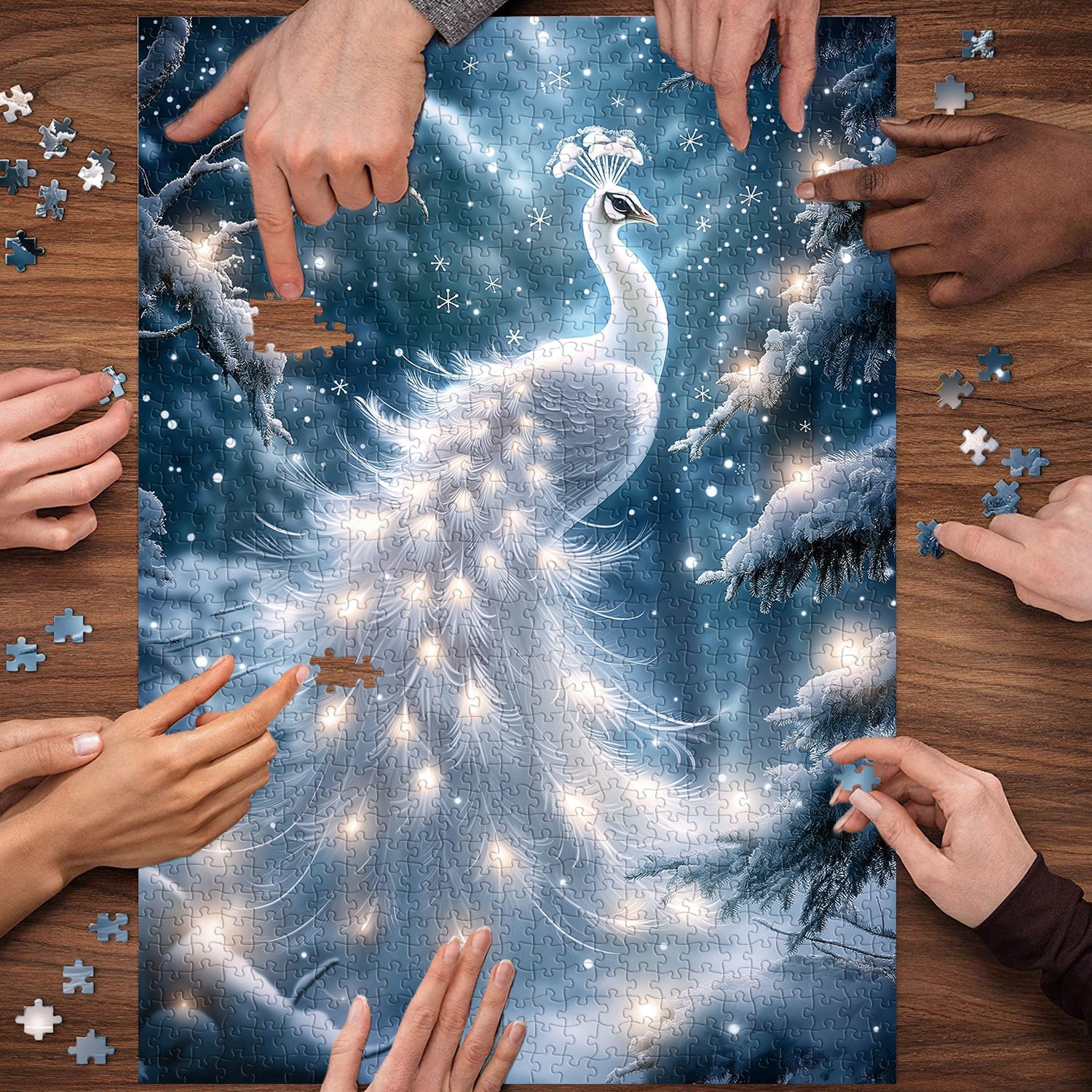 Snowlit Peacock Jigsaw Puzzle 1000 Pieces