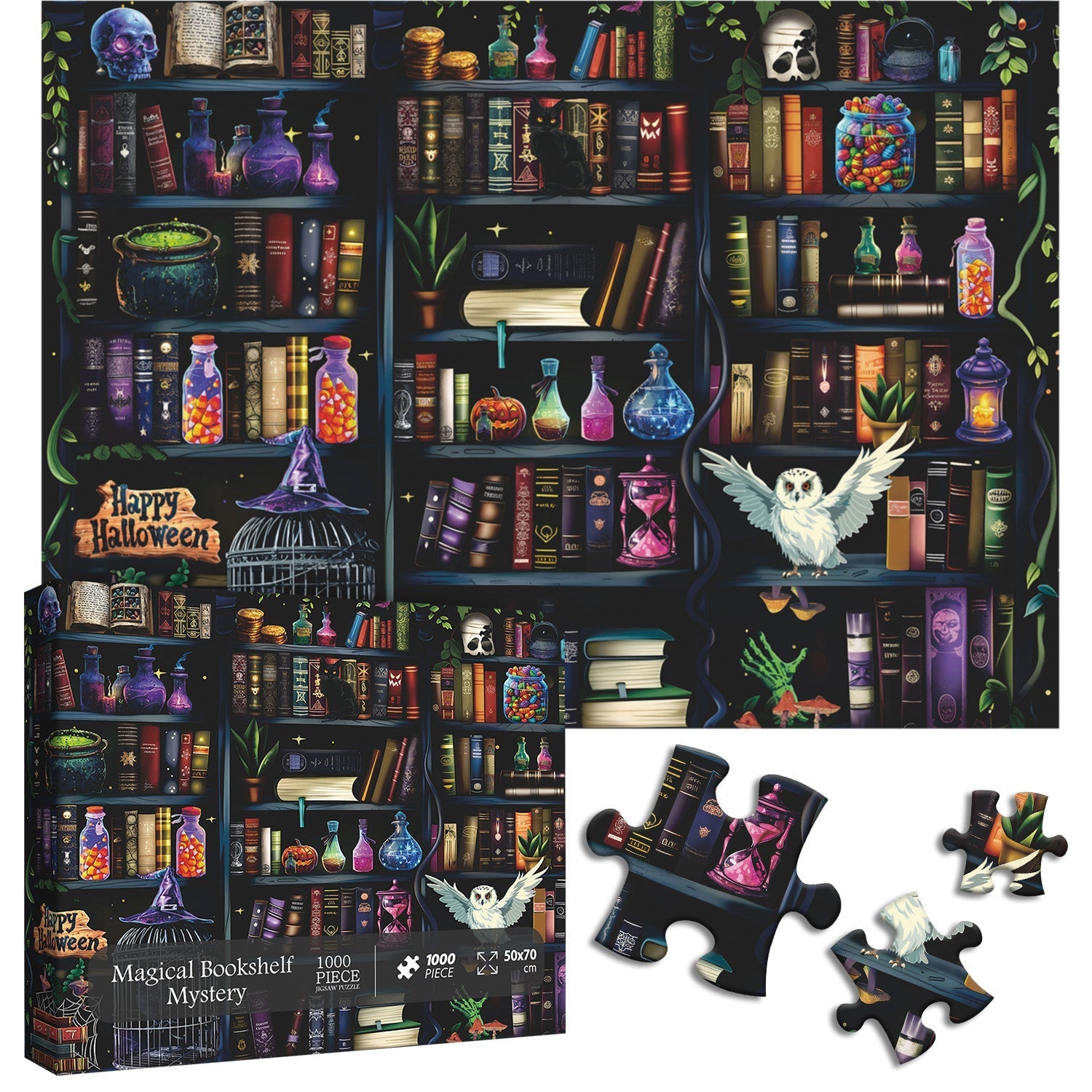 Magical Bookshelf Mystery Jigsaw Puzzle 1000 Pieces
