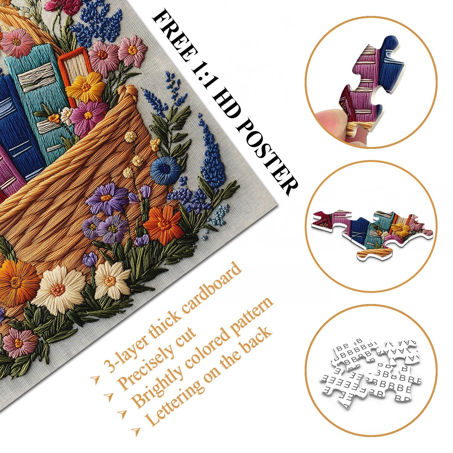 Libros florales Basket Rompecabezas Pizzles 1000 piezas