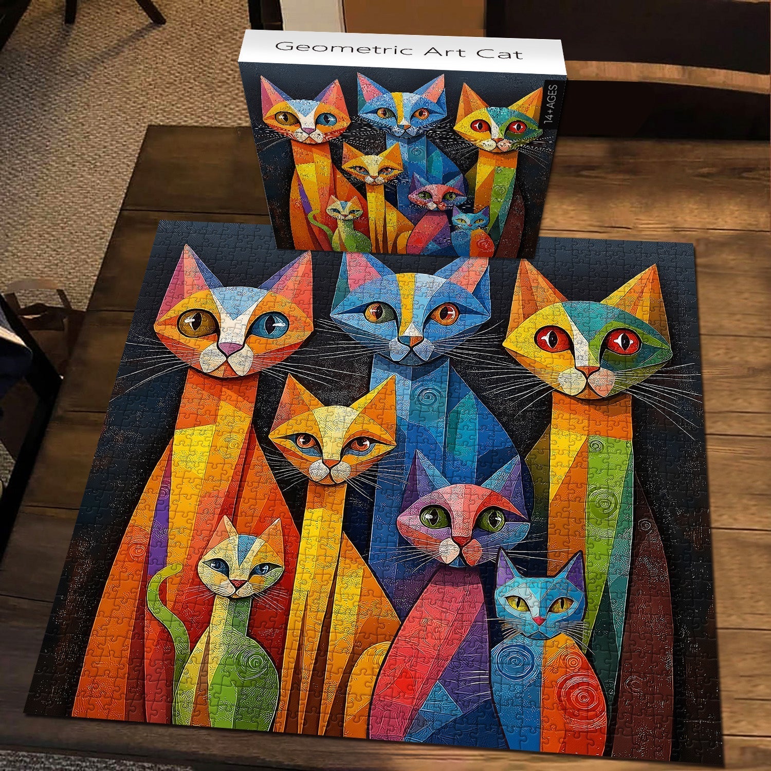 Geometric Art Cat Jigsaw Puzzle 1000 Piece