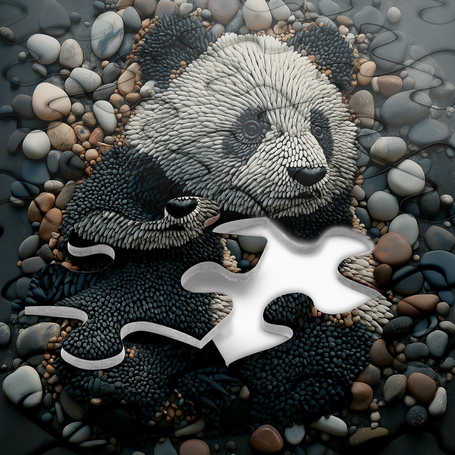 Rock Art Panda Jigsaw Puzzles 1000 piezas