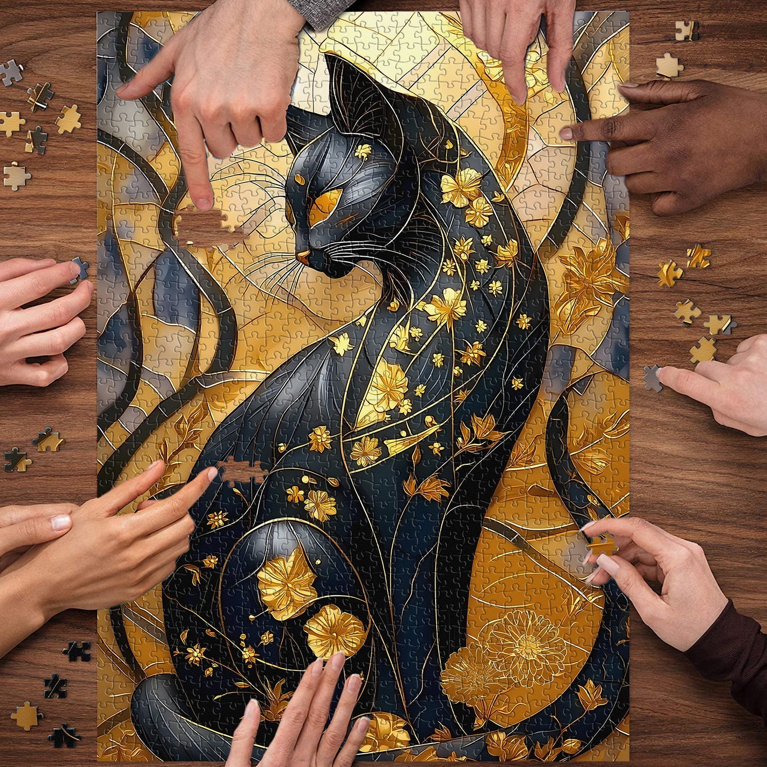 Black Gold Cat Jigsaw Puzzle 1000 Pieces