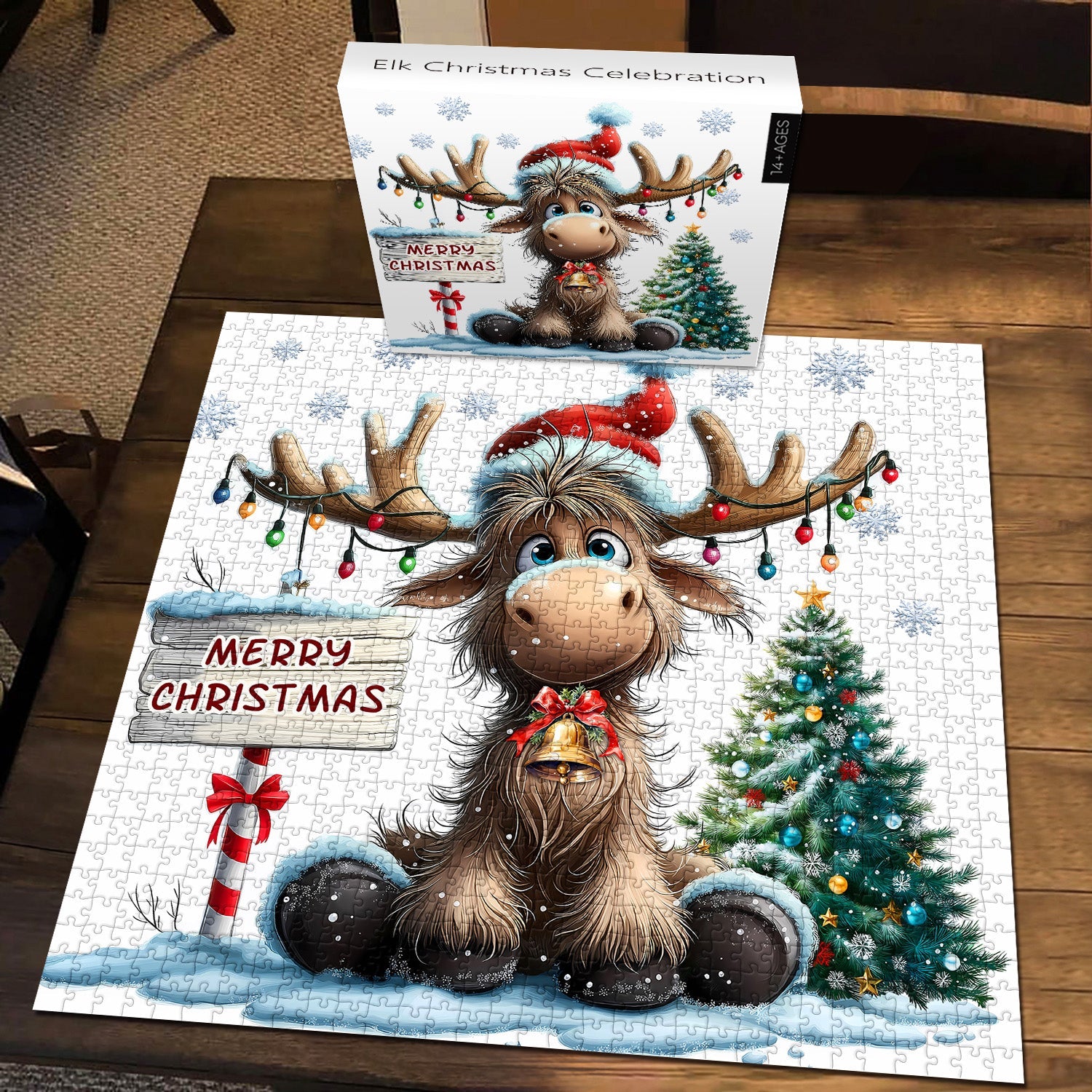 Elk Christmas Celebration Jigsaw Puzzles 1000 Pieces