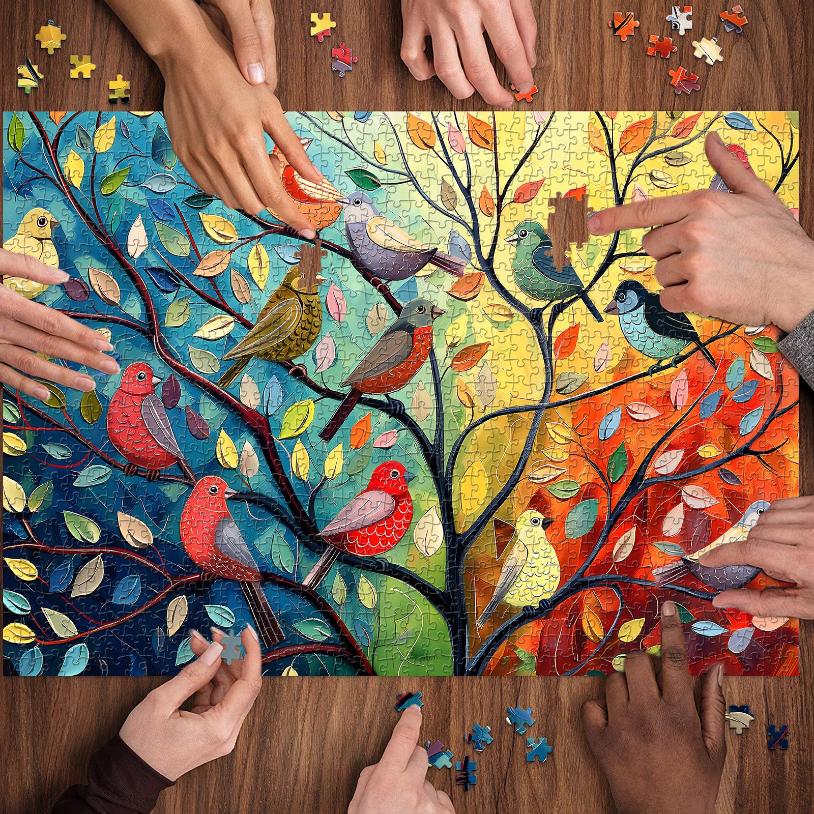 Pun puzzle a fila di gregge in fiore 1000 pezzi