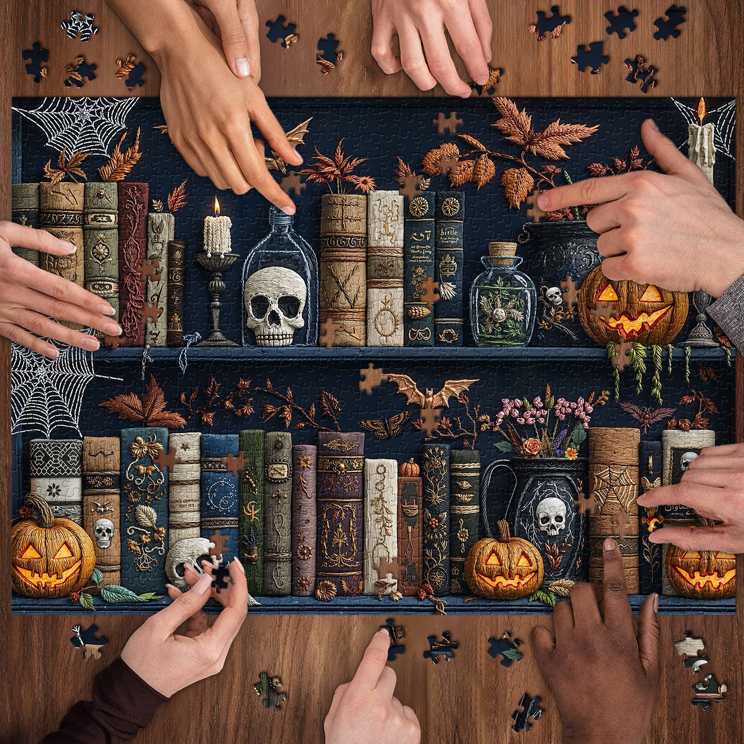 Spooky Bookshelf Nights Rompecabezas 1000 piezas