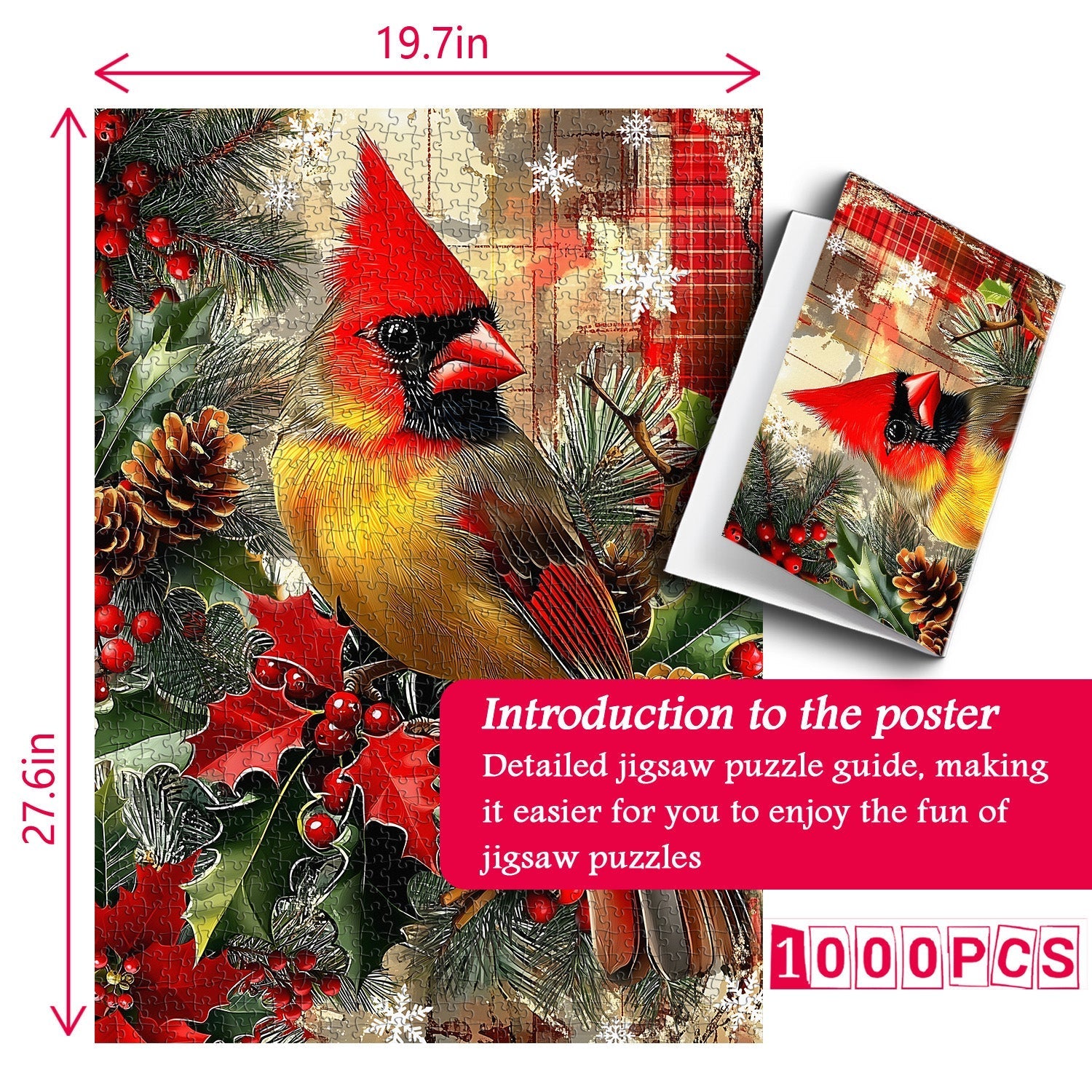 Cardenal de Navidad Rompecabezas Puzzle 1000 piezas