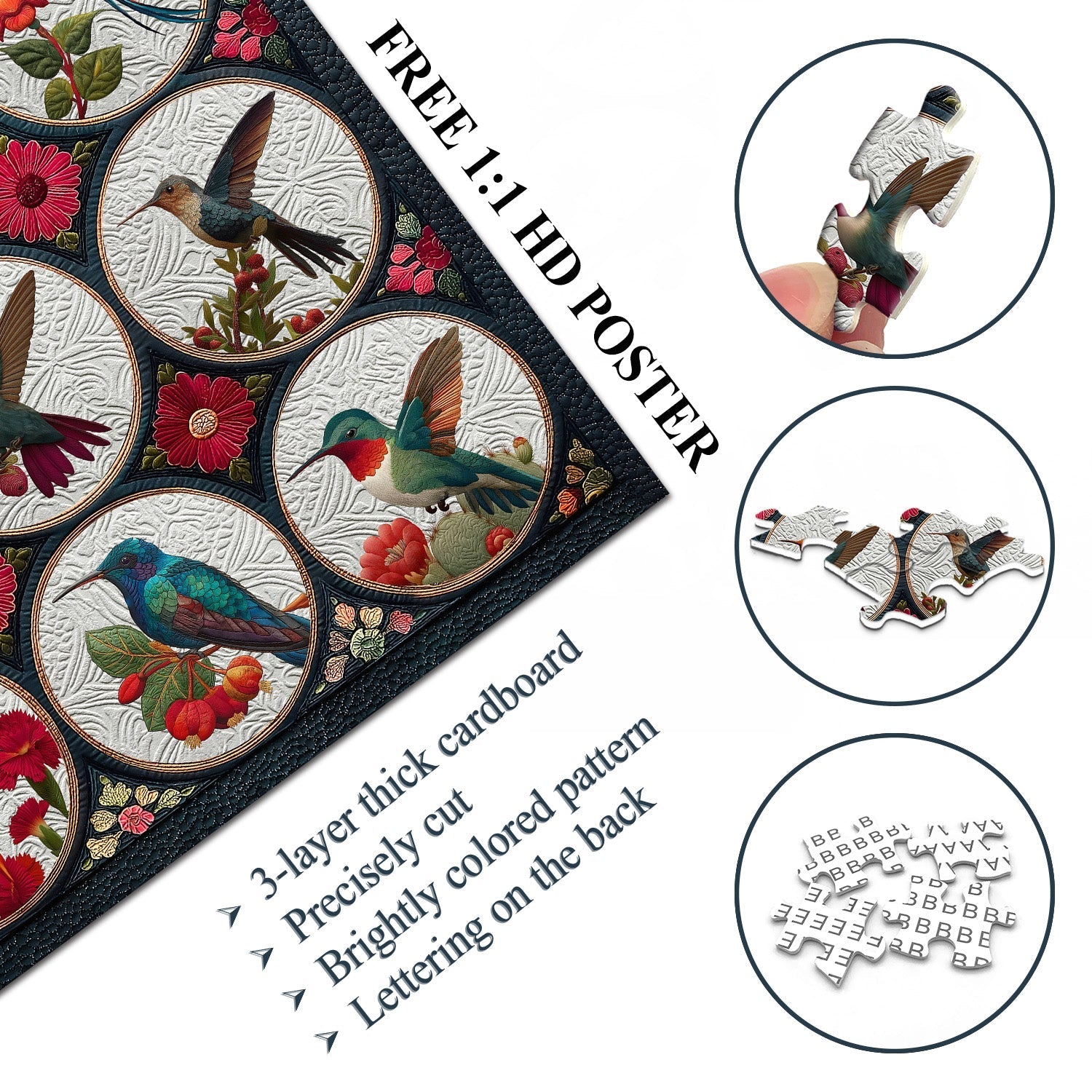 Colibríes entre flores rompecabezas rompecabezas 1000 piezas