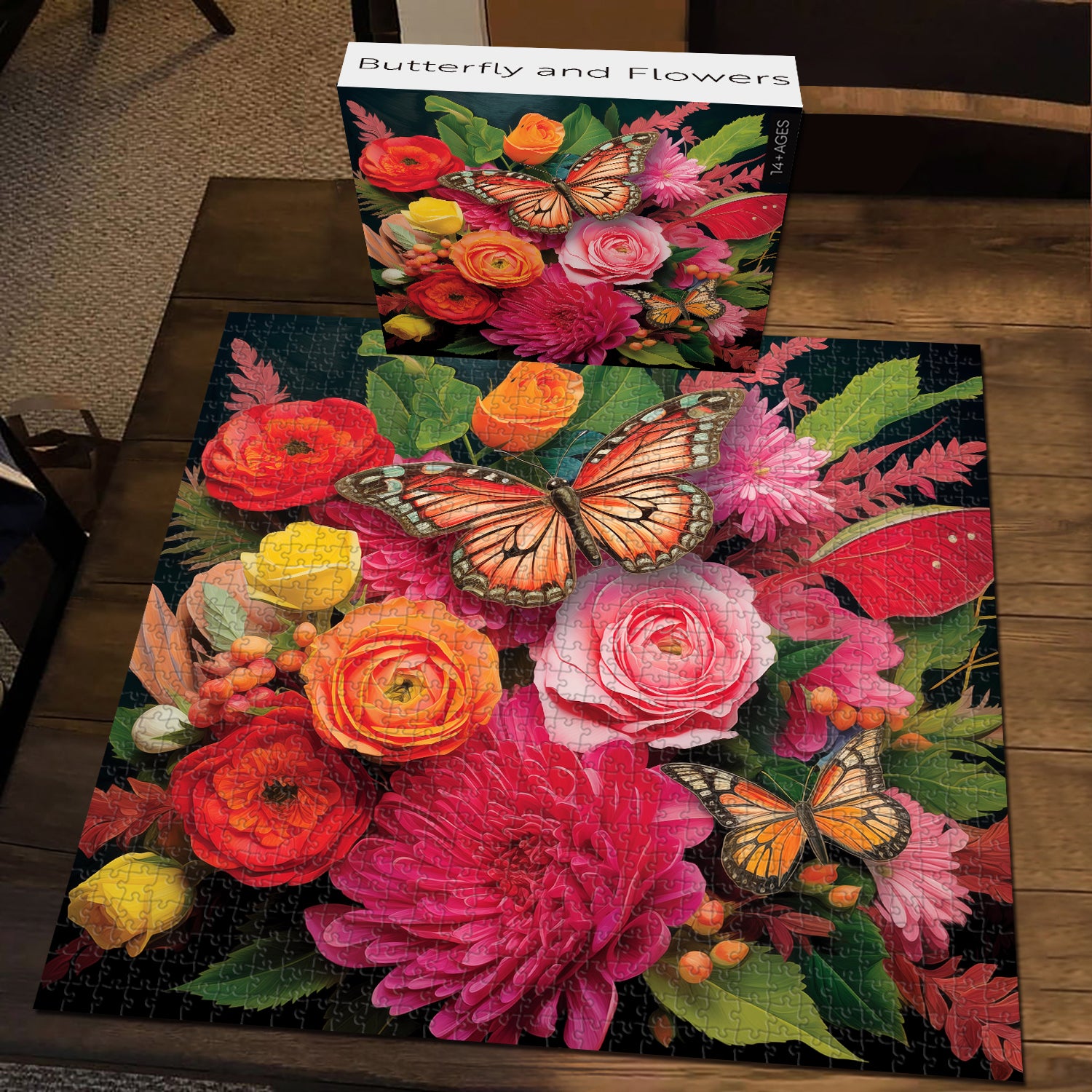 Mariposa y flores rompecabezas rompecabezas 1000 piezas