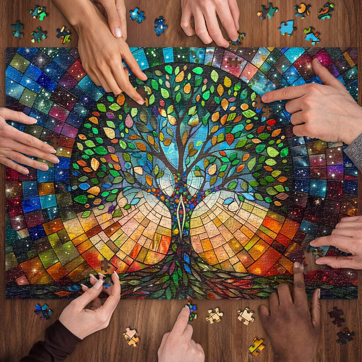 Glasia de vidrieras Jigsaw de follaje Eernal Puzzle 1000 Piezas