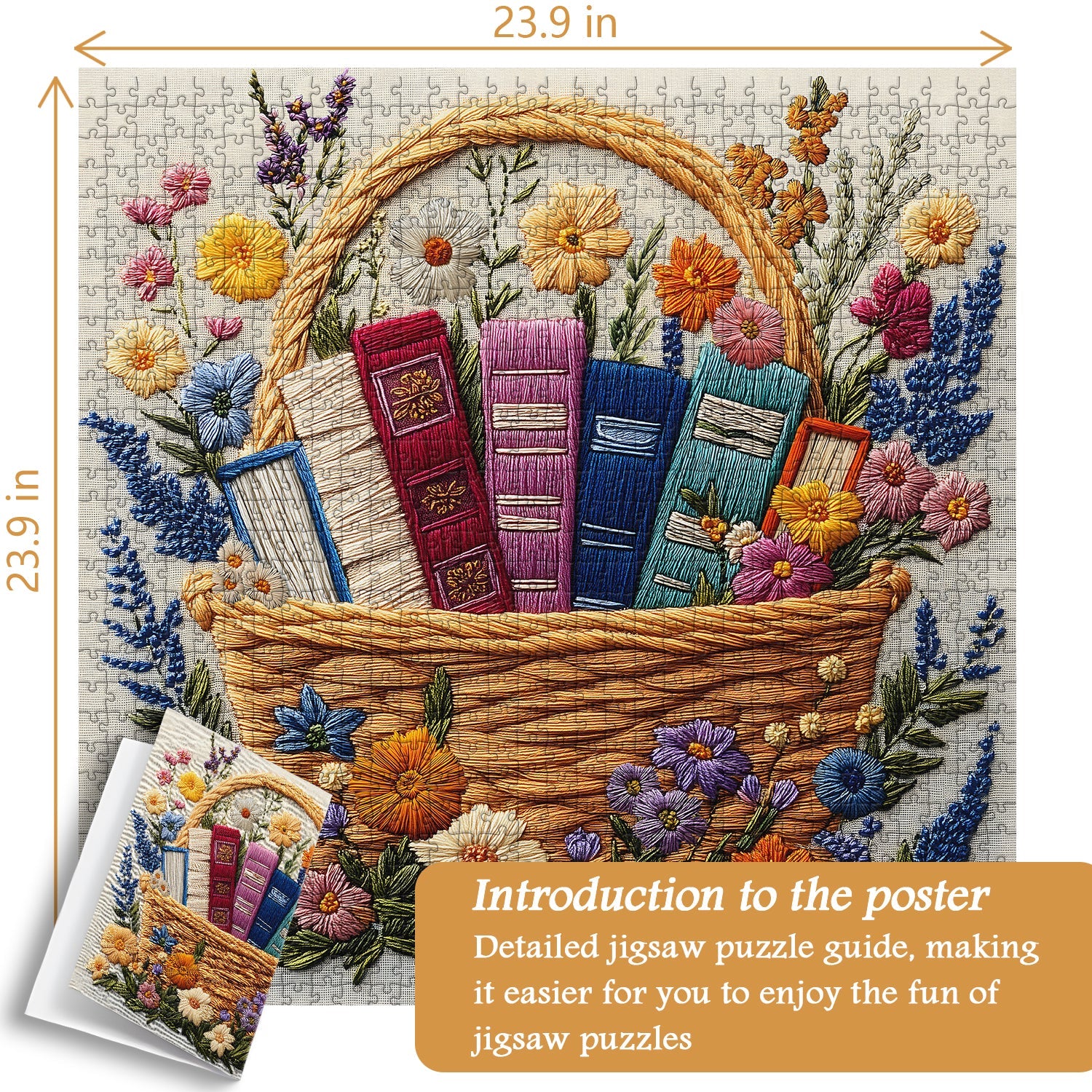 Libros florales Basket Rompecabezas Pizzles 1000 piezas