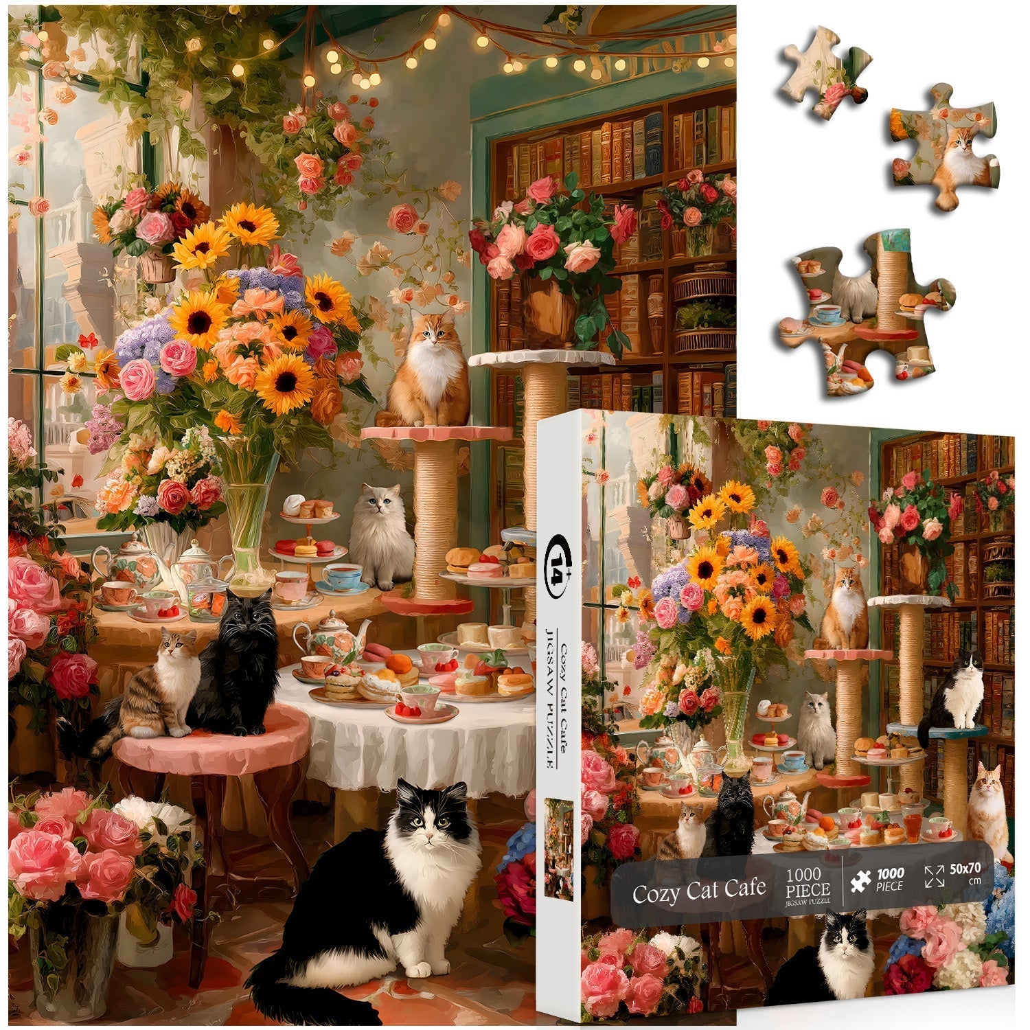Cozy Cat Cafe Jigsaw Puzzle 1000 Pieces