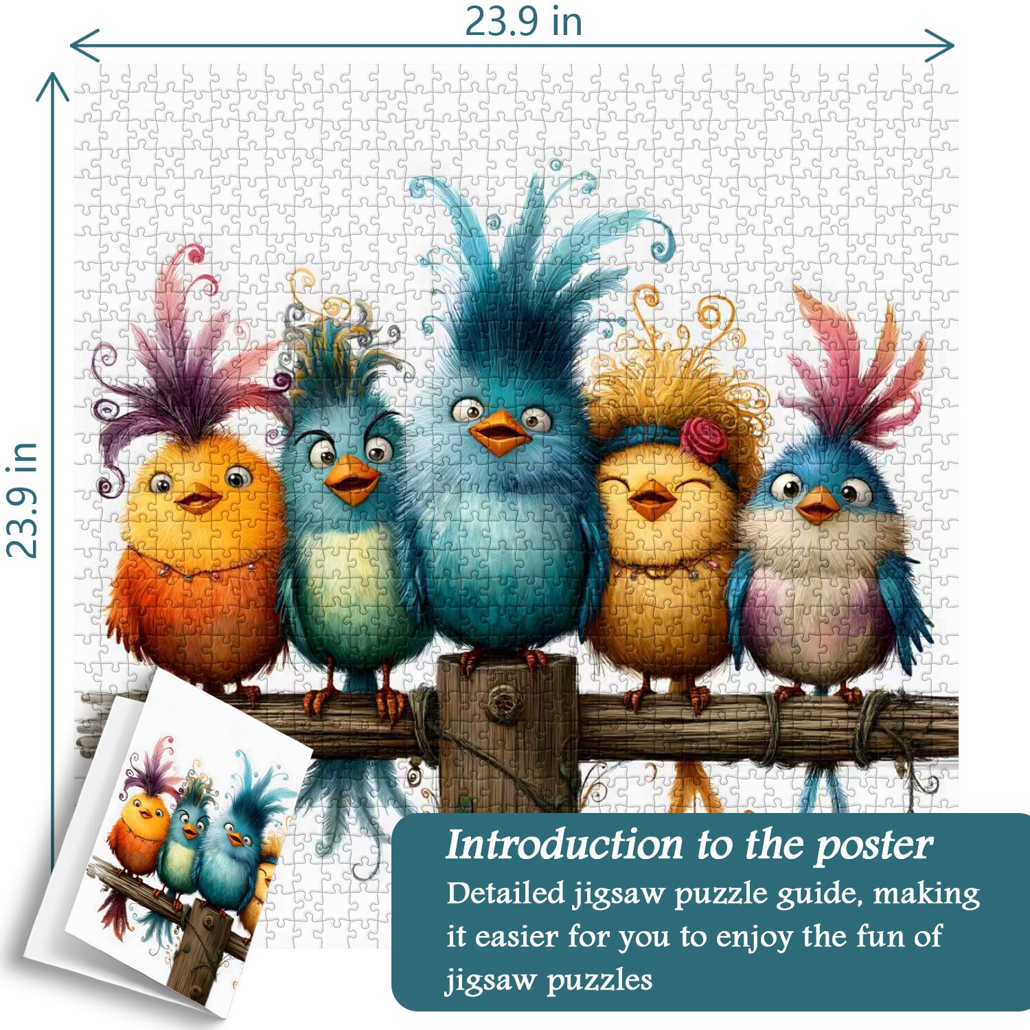 Puzzle con uccelli dei cartoni animati, 1000 pezzi