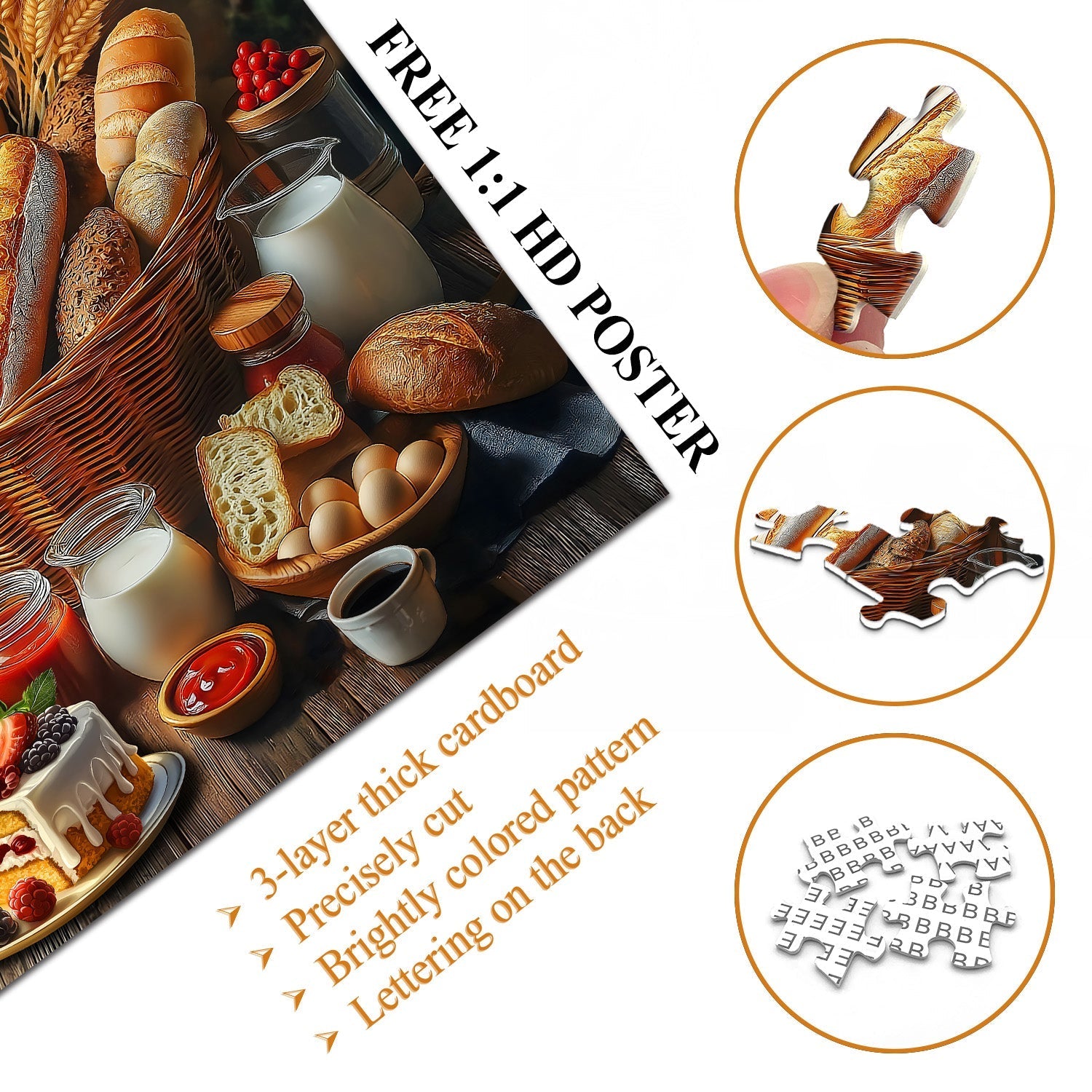 Piel de rompecabezas de banquete de pan 1000 piezas