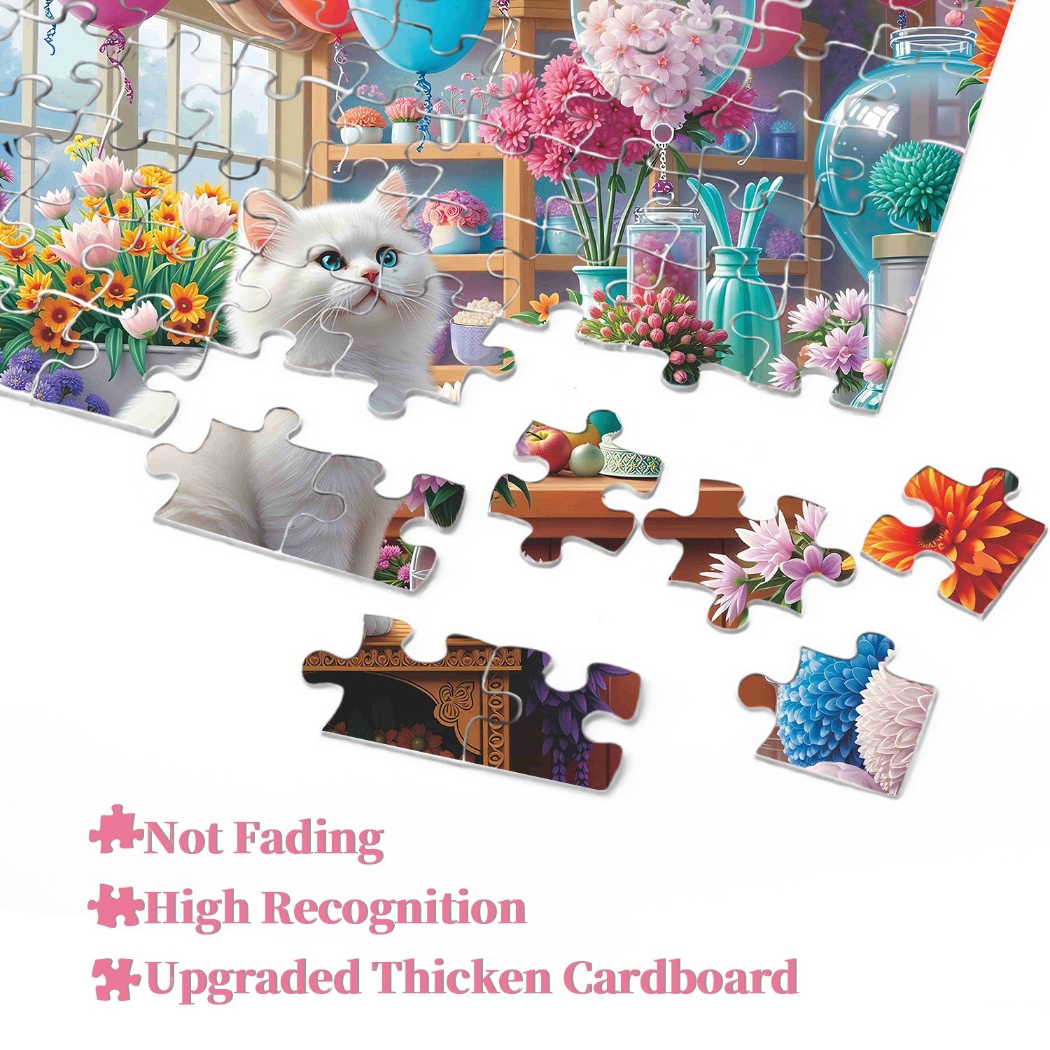 Gato entre flores rompecabezas rompecabezas 1000 piezas