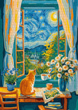 Starry Night Cat Jigsaw Puzzle 1000 pièces