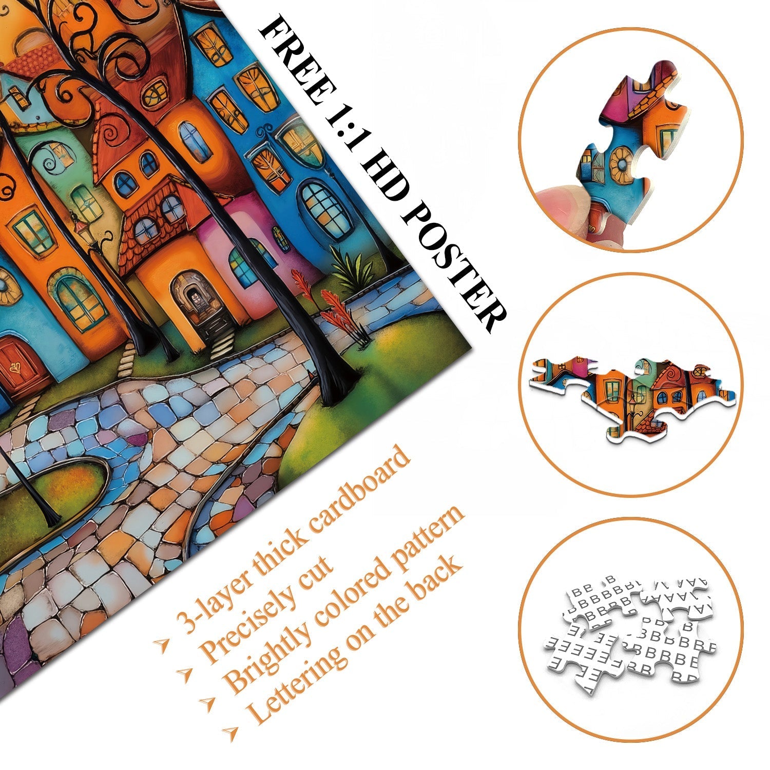 Colorido pueblo rompecabezas 1000 piezas