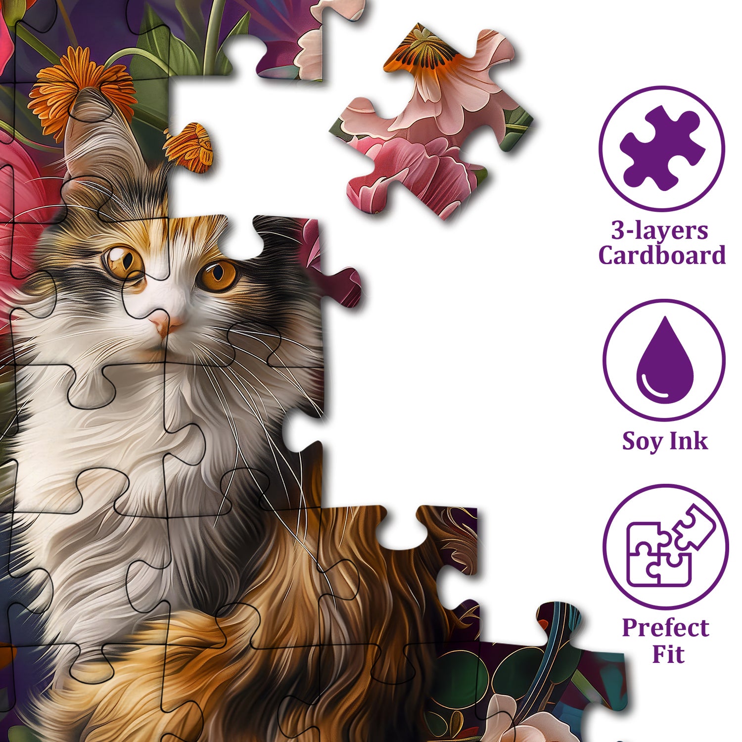 Cat y flores rompecabezas Puzzle 1000 piezas