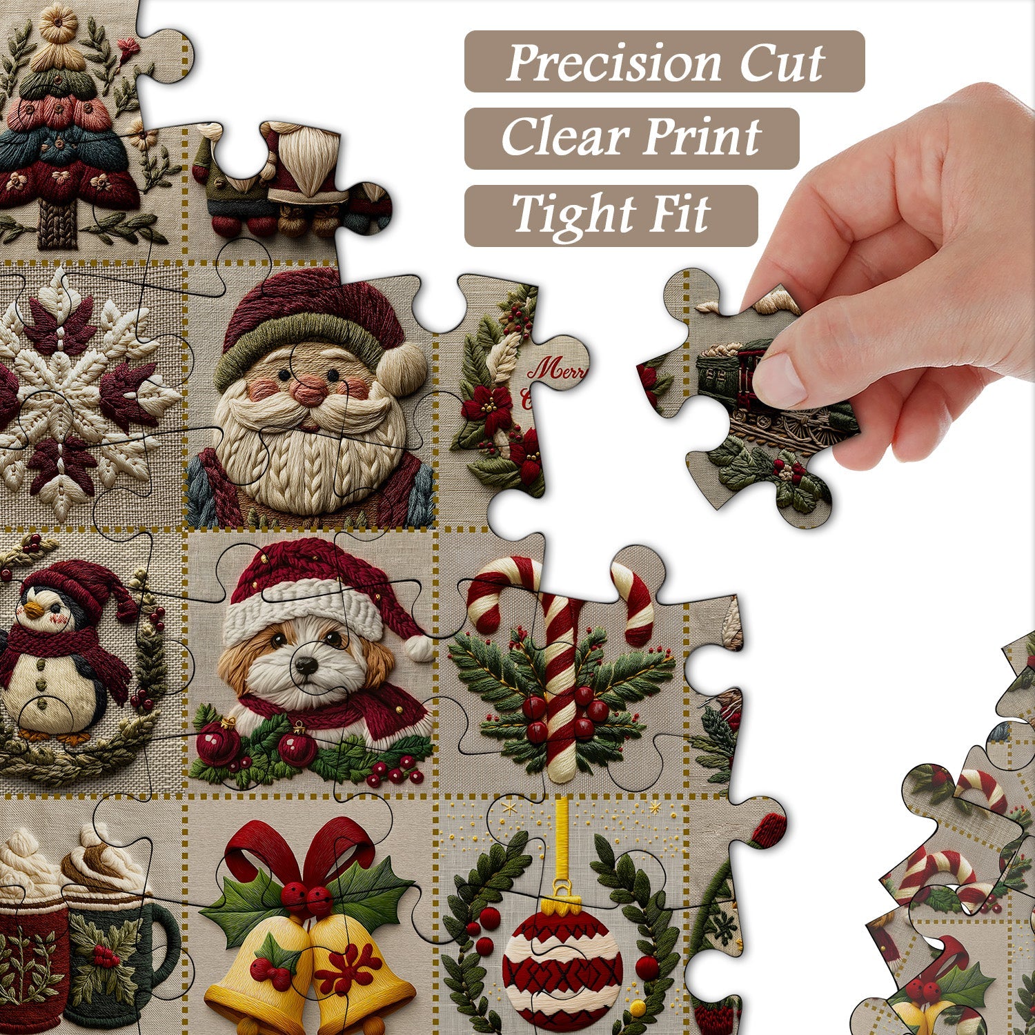 Vintage Christmas Fabric Fun Jigsaw Puzzles 1000 Pieces