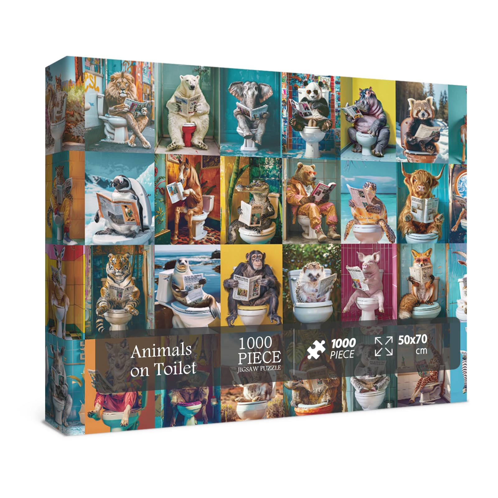 Animaux sur les toilettes puzzle 1000 pièces