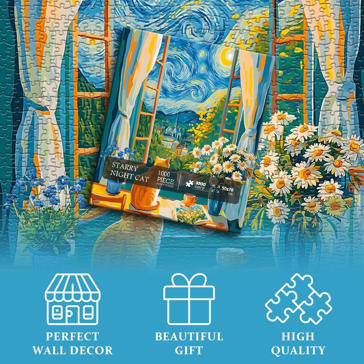 Starry Night Cat Jigsaw Puzzle 1000 pièces