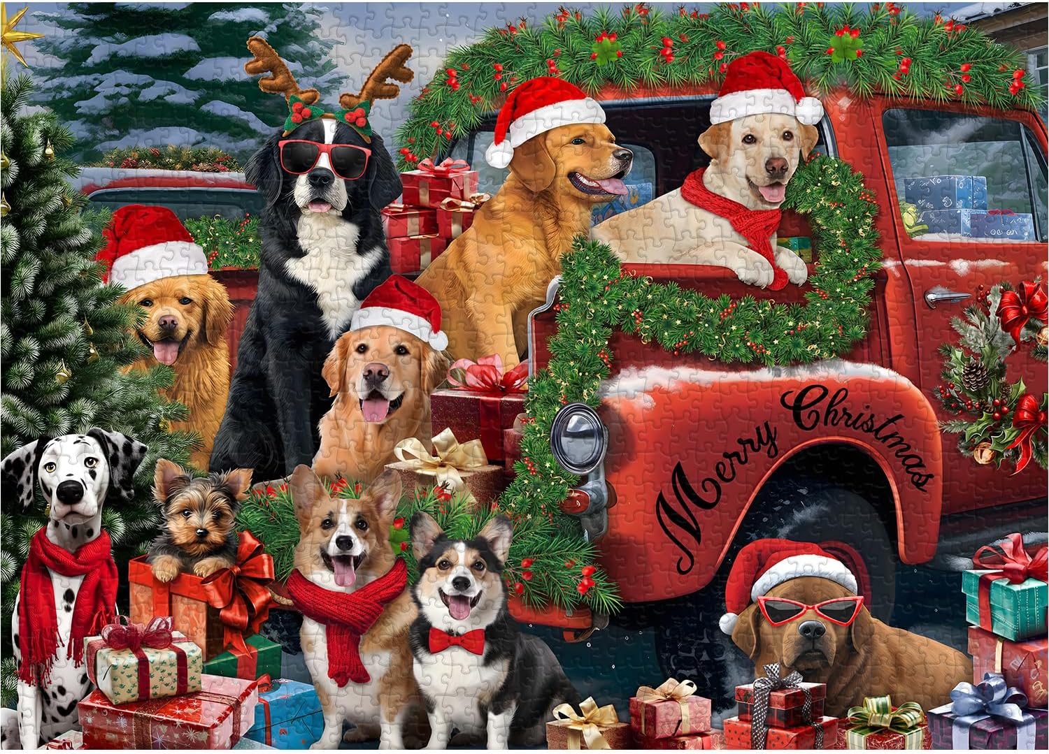 Rompecabezas de cachorros de Navidad 1000 piezas
