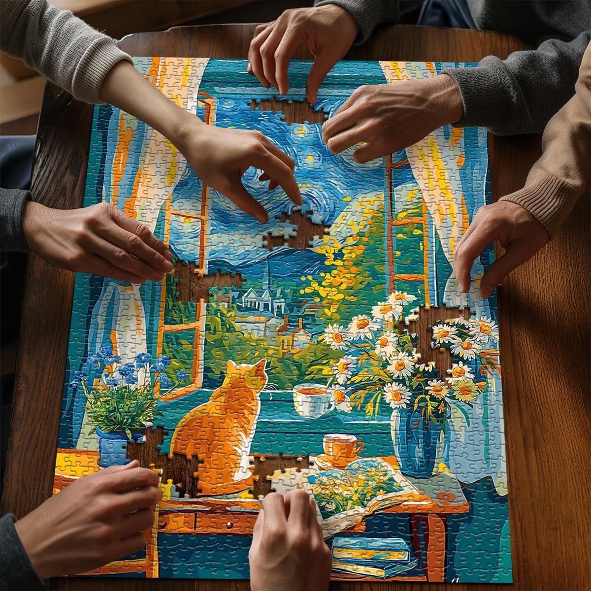 Starry Night Cat Jigsaw Puzzle 1000 pièces