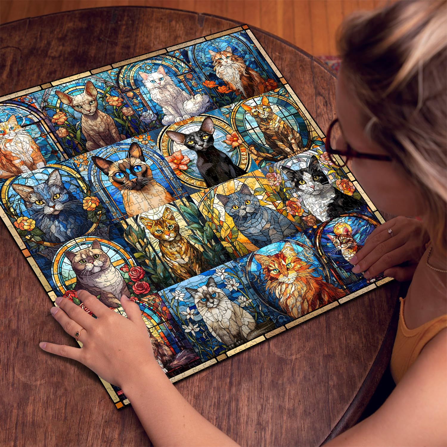 Cat de vidrio Gat rompecabezas Puzzle 1000 piezas