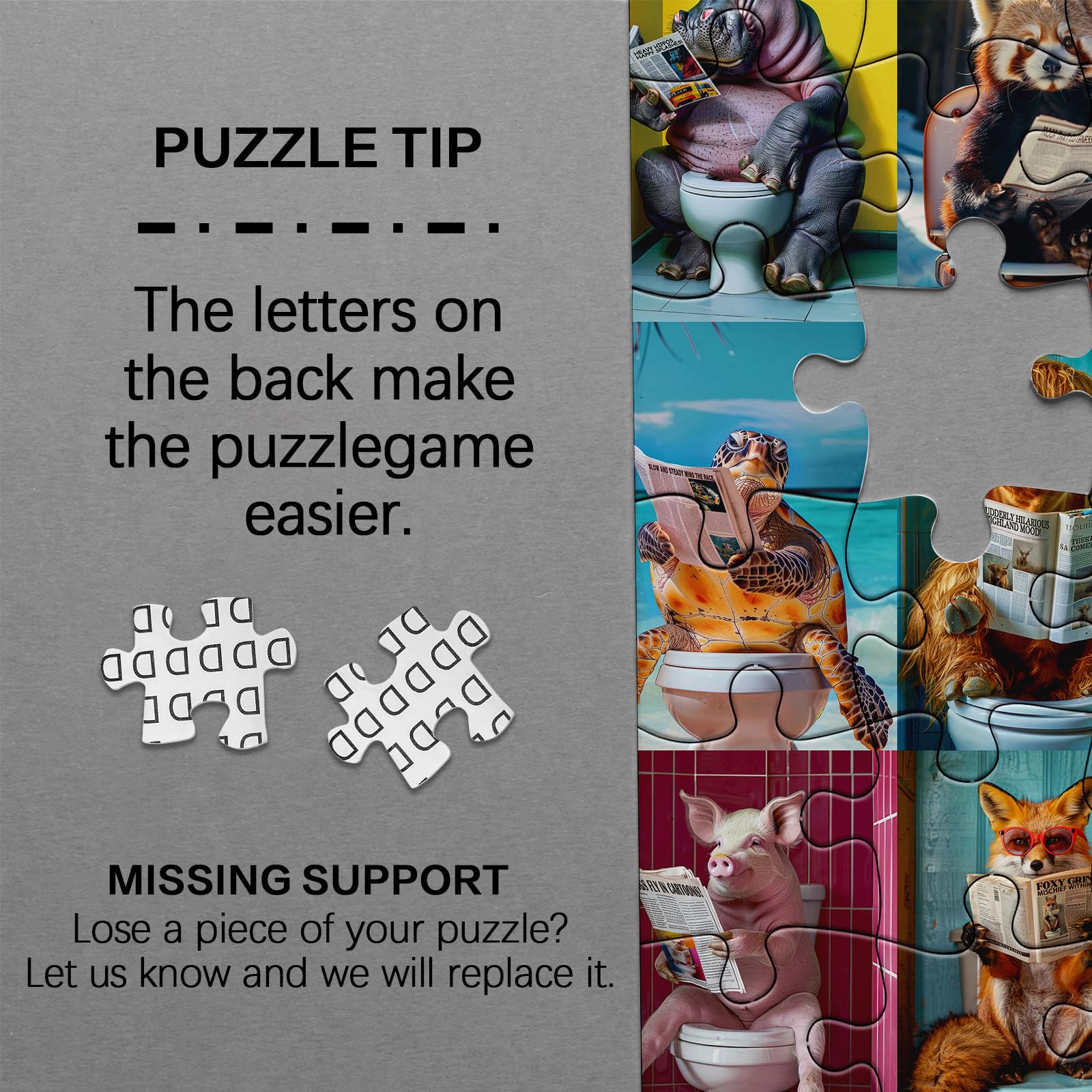 Animaux sur les toilettes puzzle 1000 pièces