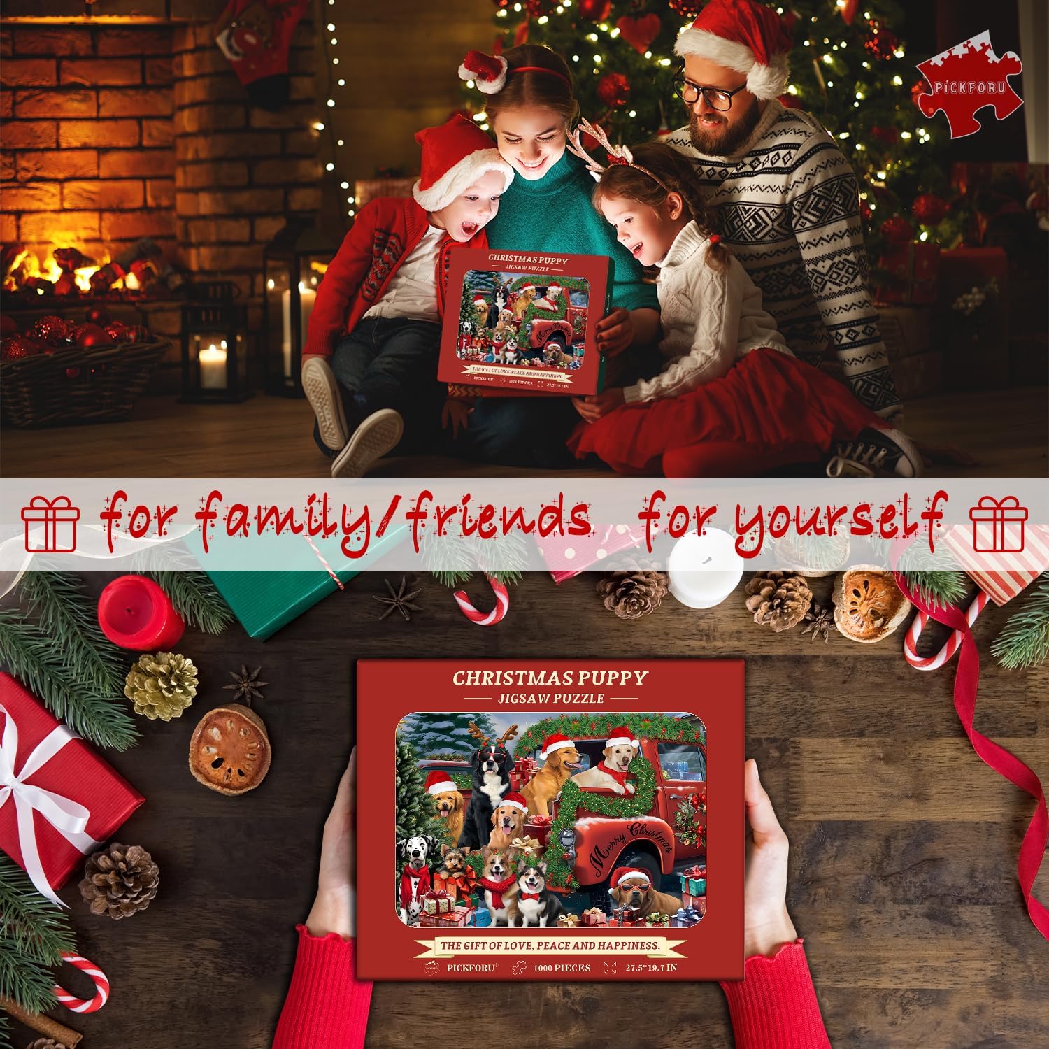 Rompecabezas de cachorros de Navidad 1000 piezas