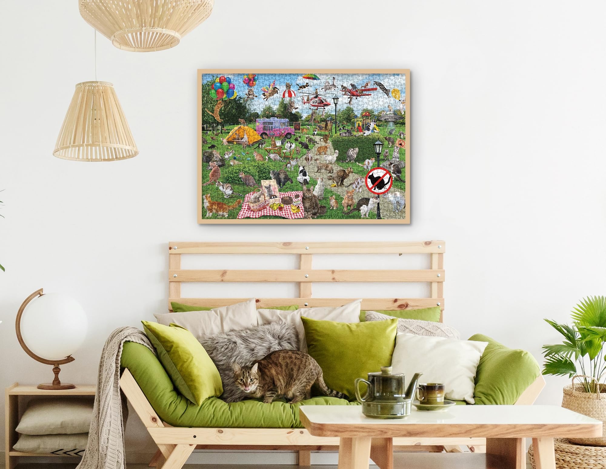 Pielas de rompecabezas de gato de caca de parque 1000 piezas