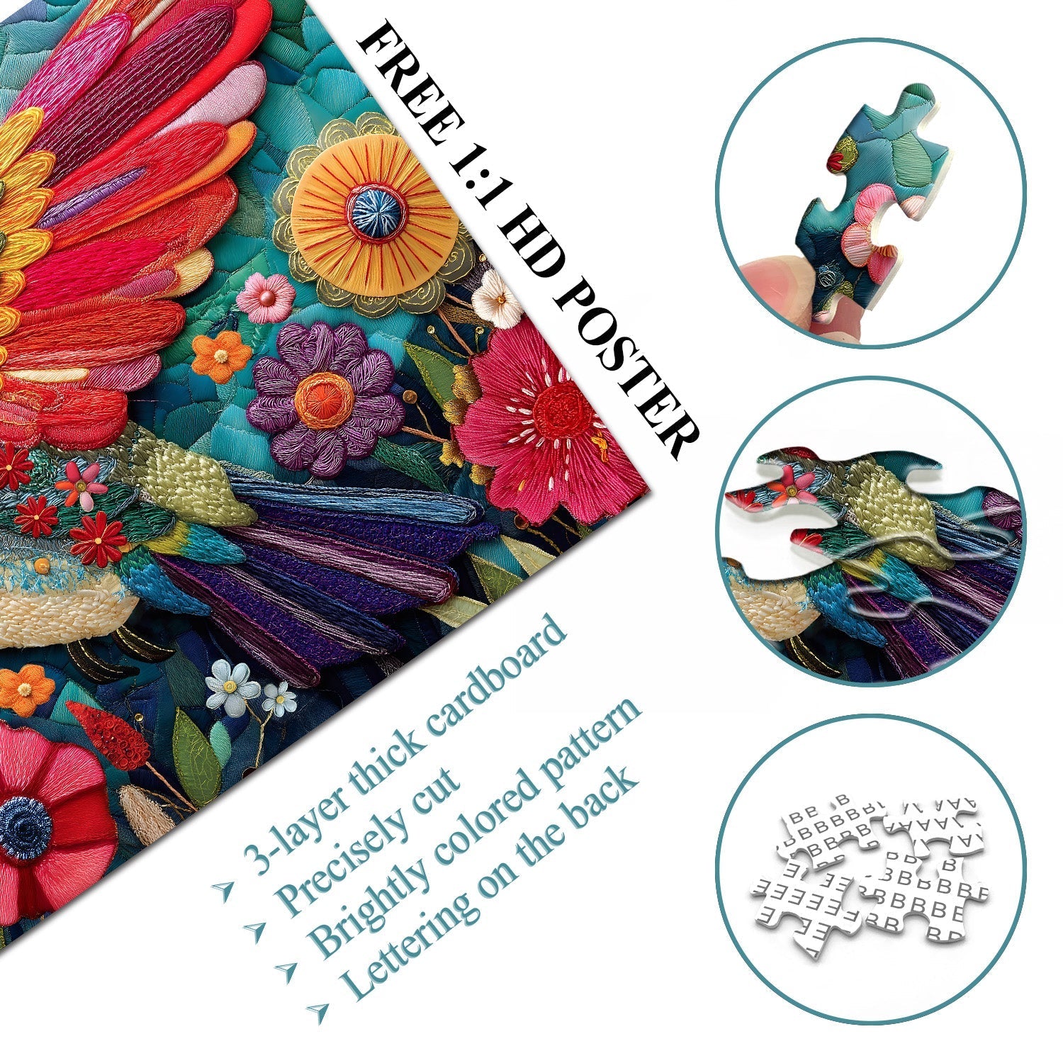 Patchwork Hummingbird Jigsaw Puzzle 1000 piezas