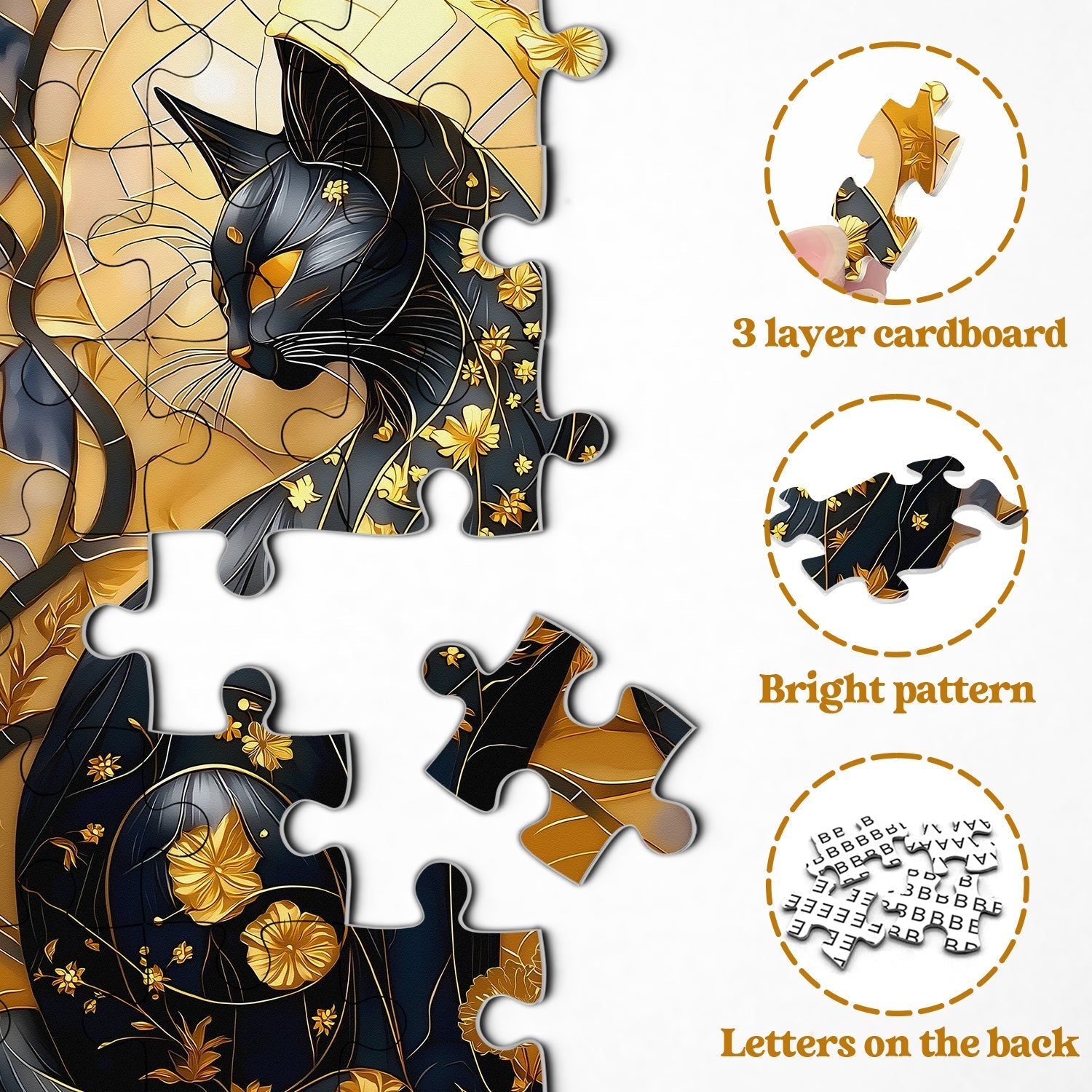 Black Gold Cat Jigsaw Puzzle 1000 Pieces