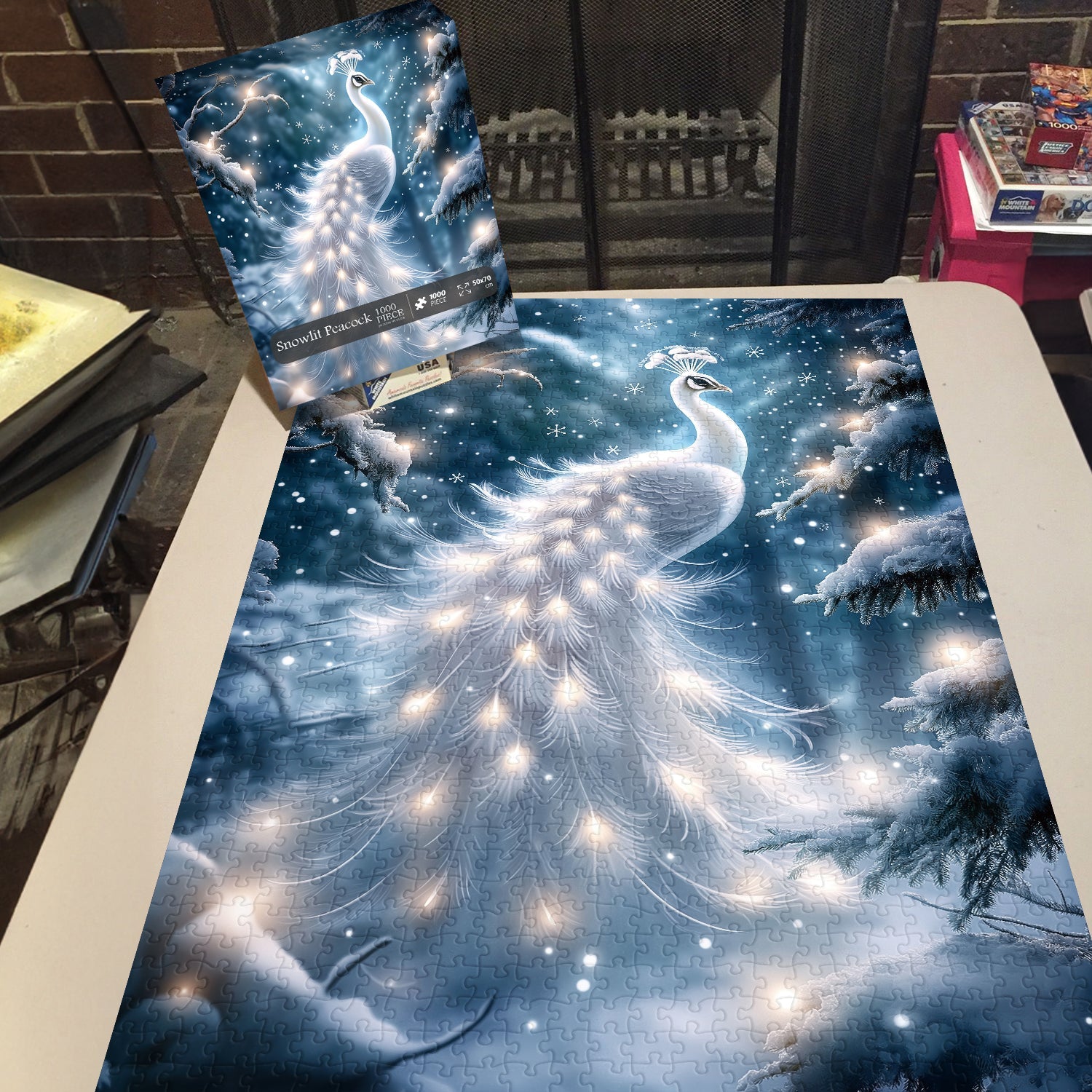 Snowlit Peacock Jigsaw Puzzle 1000 Pieces