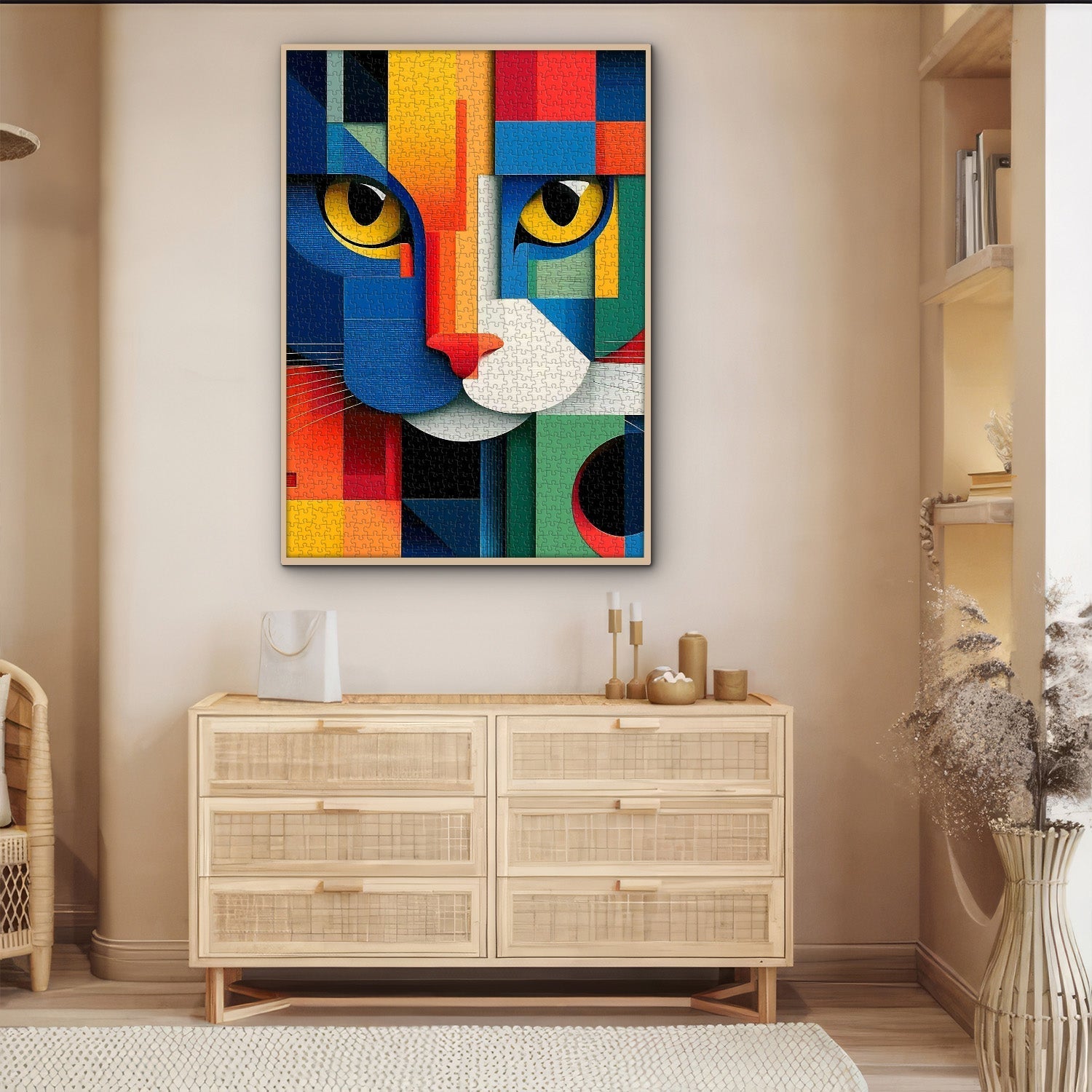 Rompecabezas geométrico de arte de gato, 1000 piezas