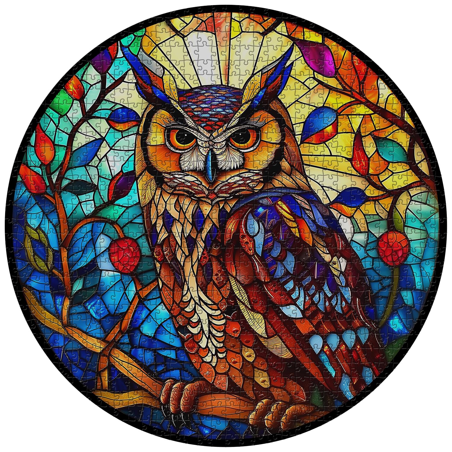 Owl de vidrieras Rompecabezas 1000 piezas