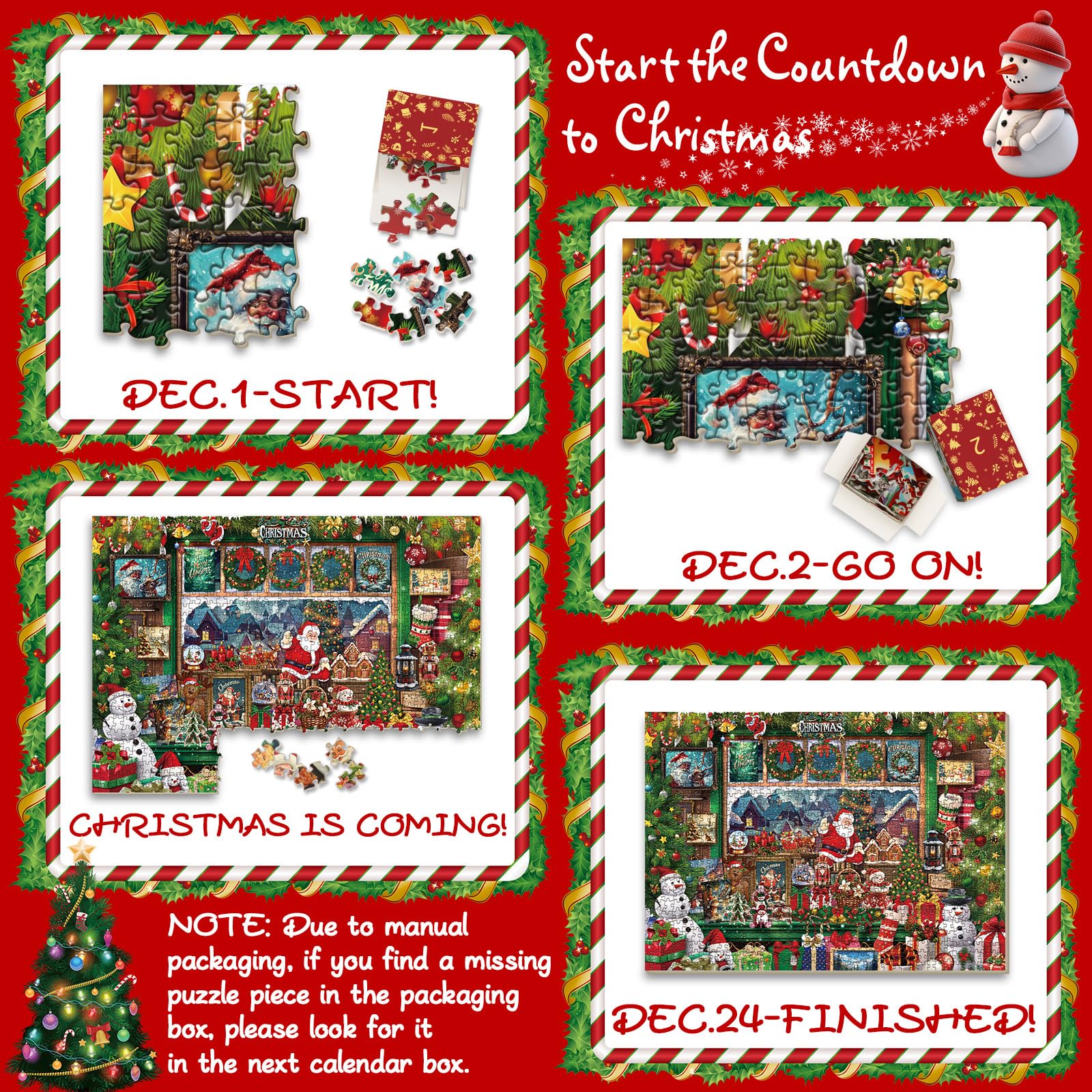 Calendario dell'avvento ornamentale di Natale puzzle 1000 pezzi