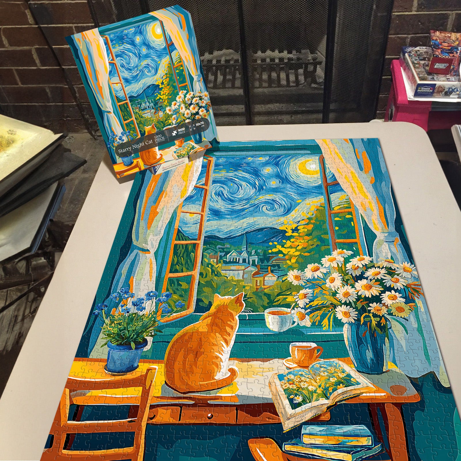 Starry Night Cat Jigsaw Puzzle 1000 pièces