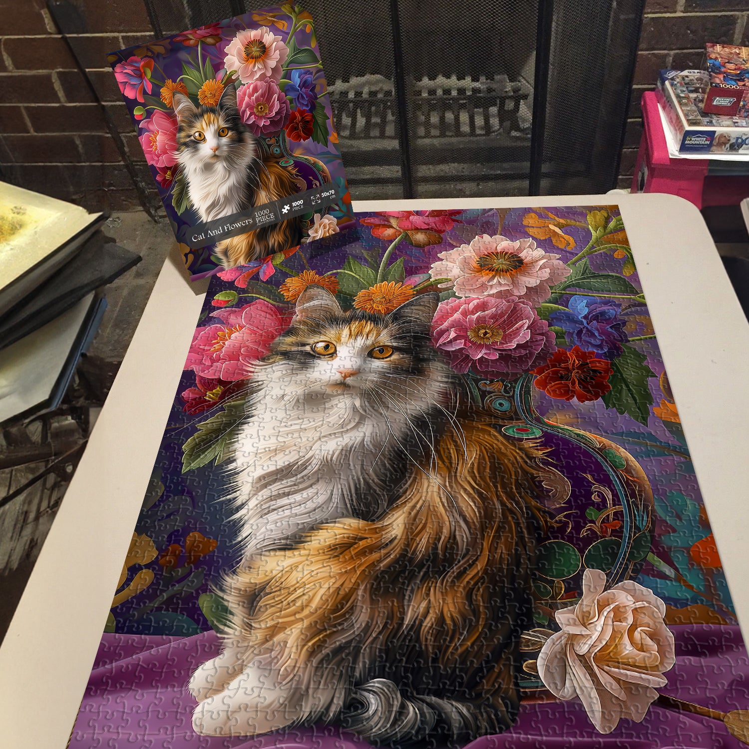Cat y flores rompecabezas Puzzle 1000 piezas