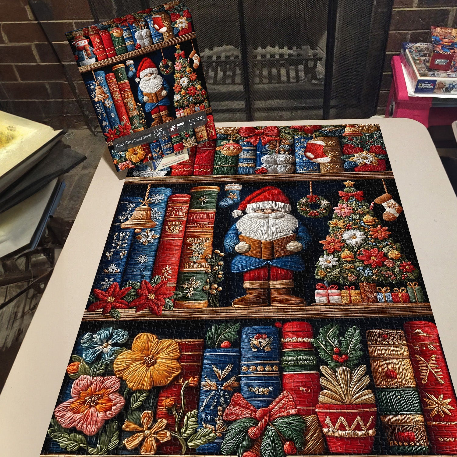Acogedor estante de navidad rompecabezas 1000 piezas
